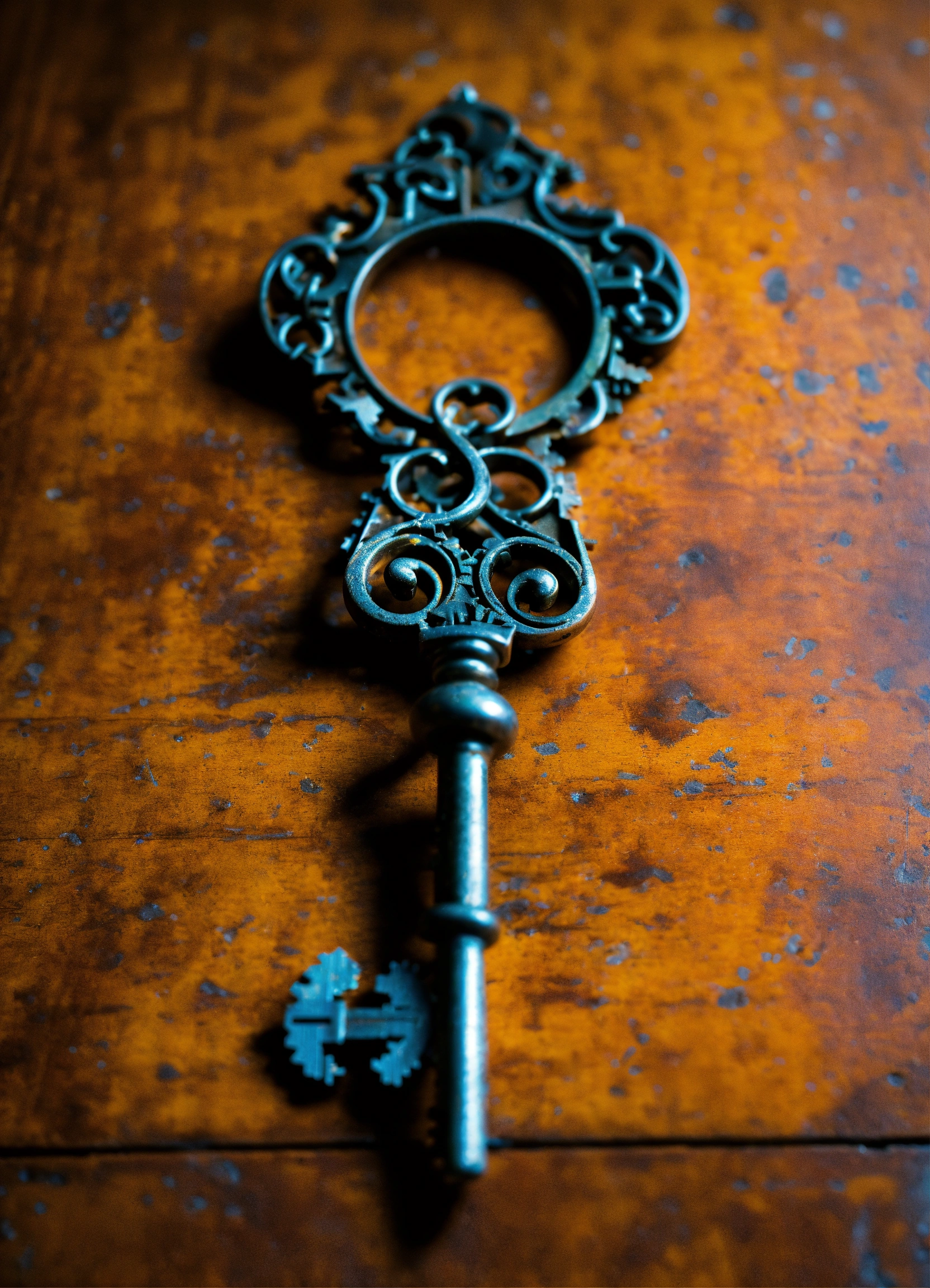 Lexica - A an old key with a strange form on a medieval table