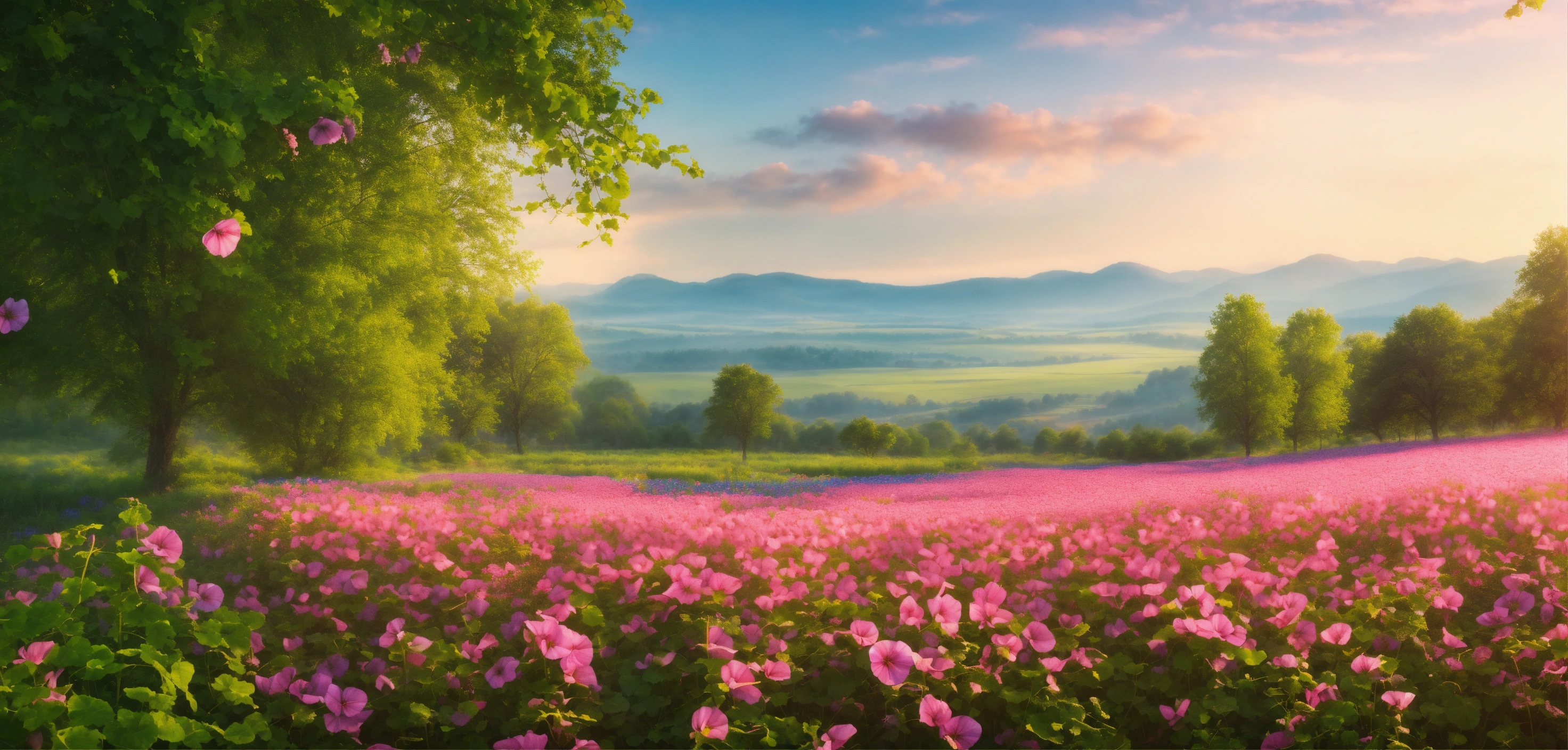 Lexica - A serene and majestic spring landscape of a large field full ...