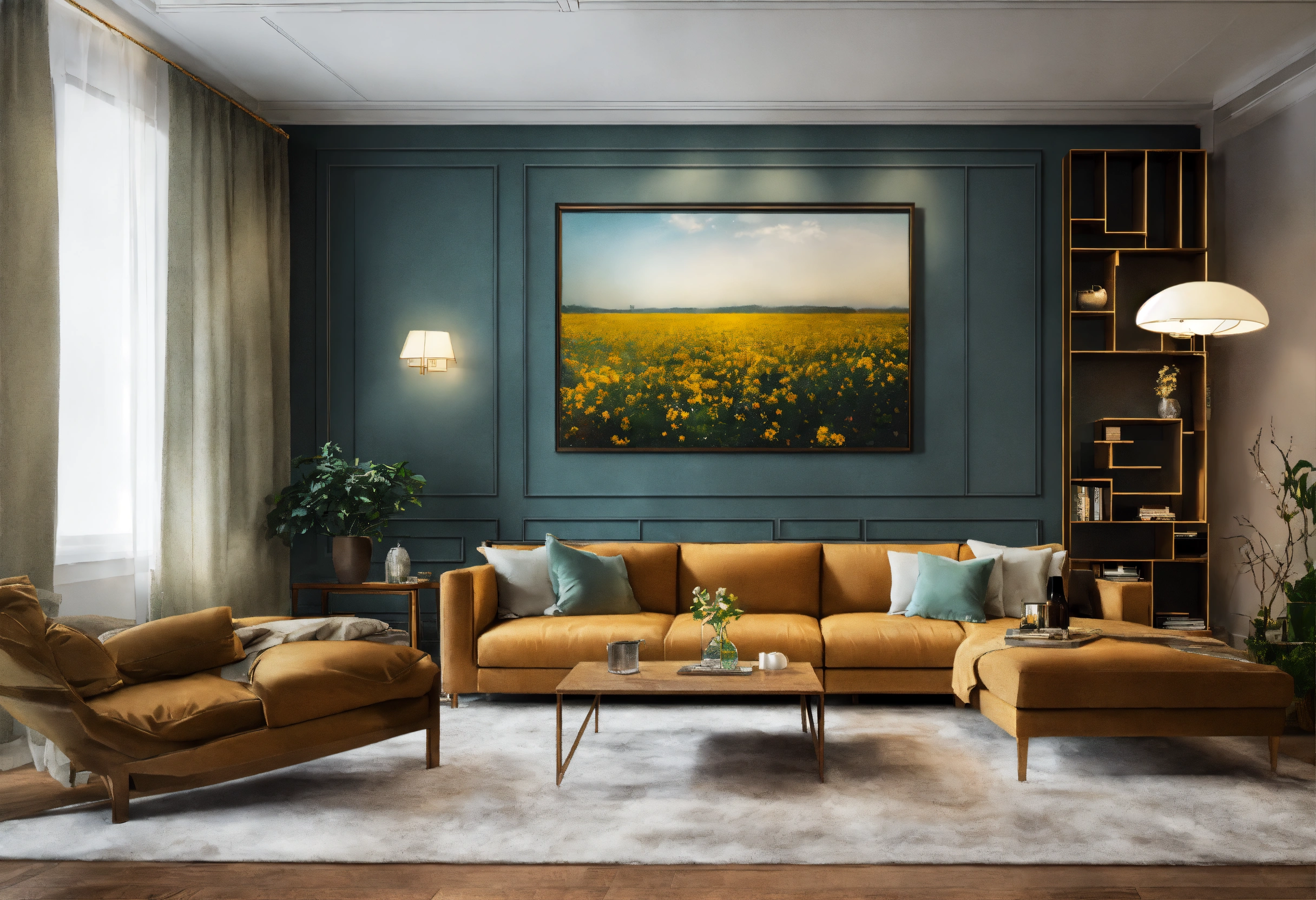 Lexica - Create a realistic picture of a modern living room for me