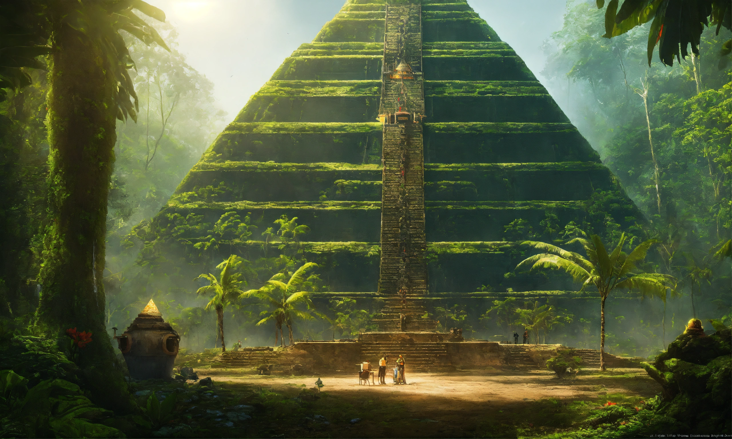 Lexica - Mayans building a pyramid with hydraulic technology in the ...