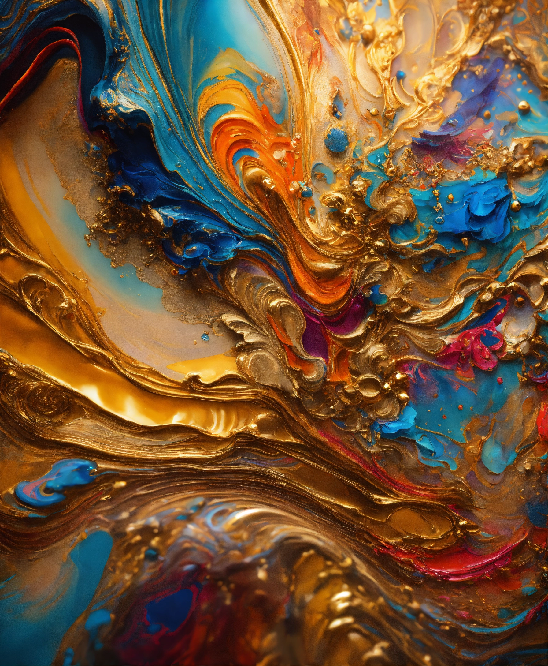 Lexica - Colorful abstract painting oil and water complex complicated ...