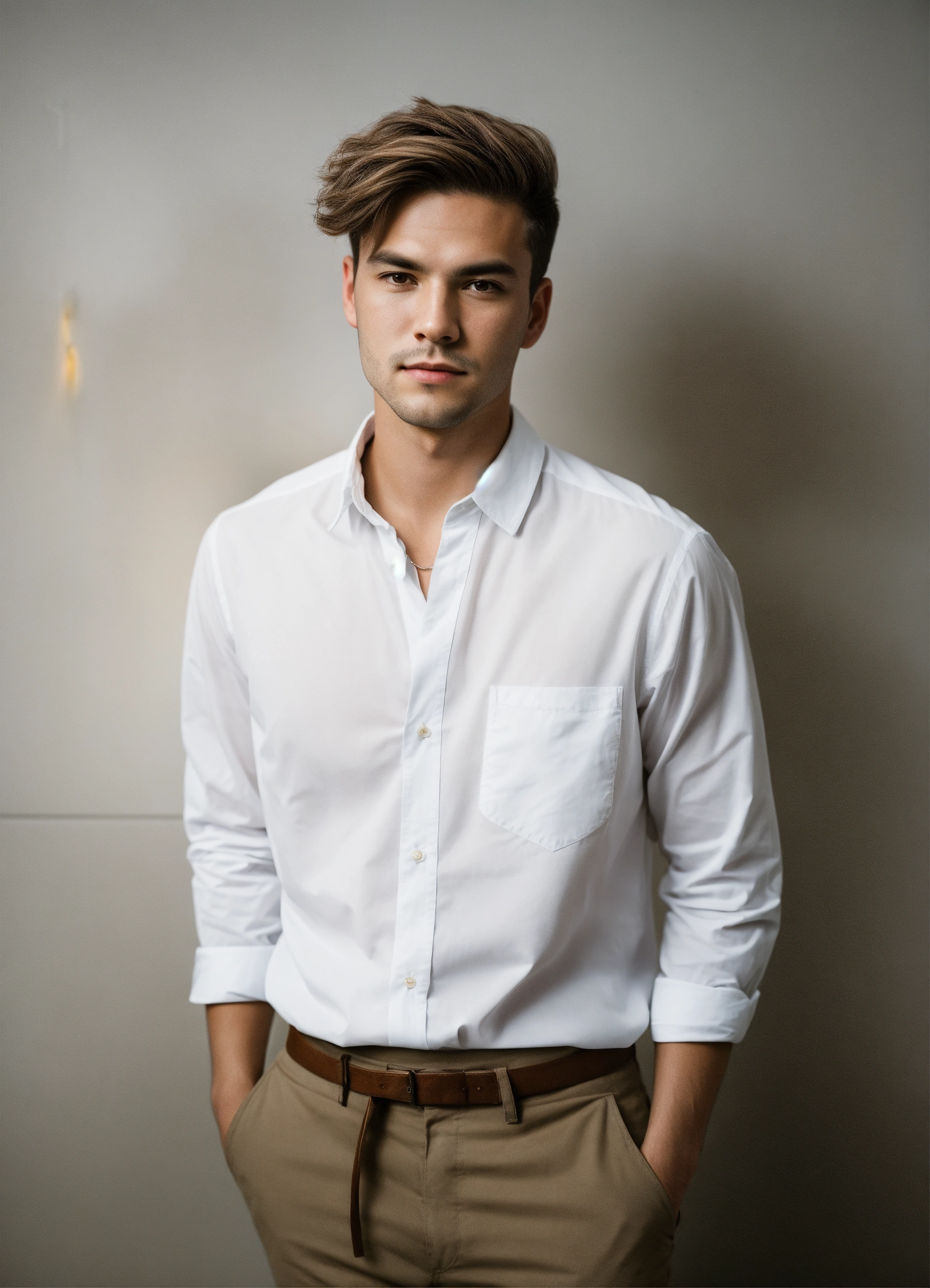 Lexica - Portrait of a gender neutral person wearing white shirt in ...