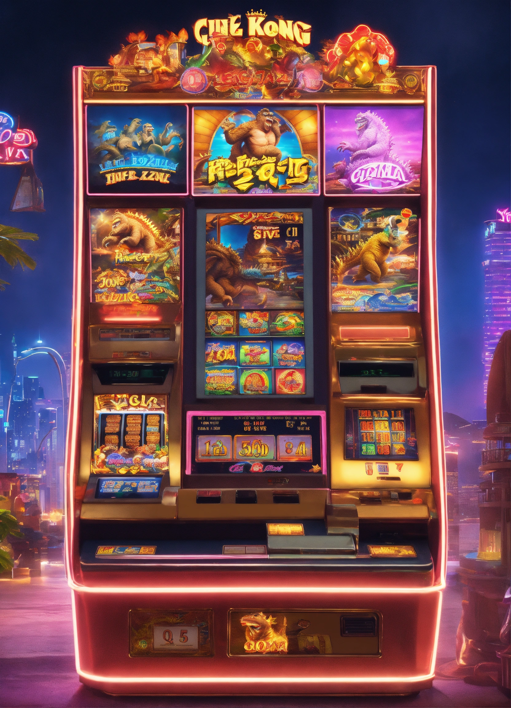 Lexica - 3D CUTIE Q VERSION CHARACTERS KING KONG FIGHT GODZILLA SLOT ...