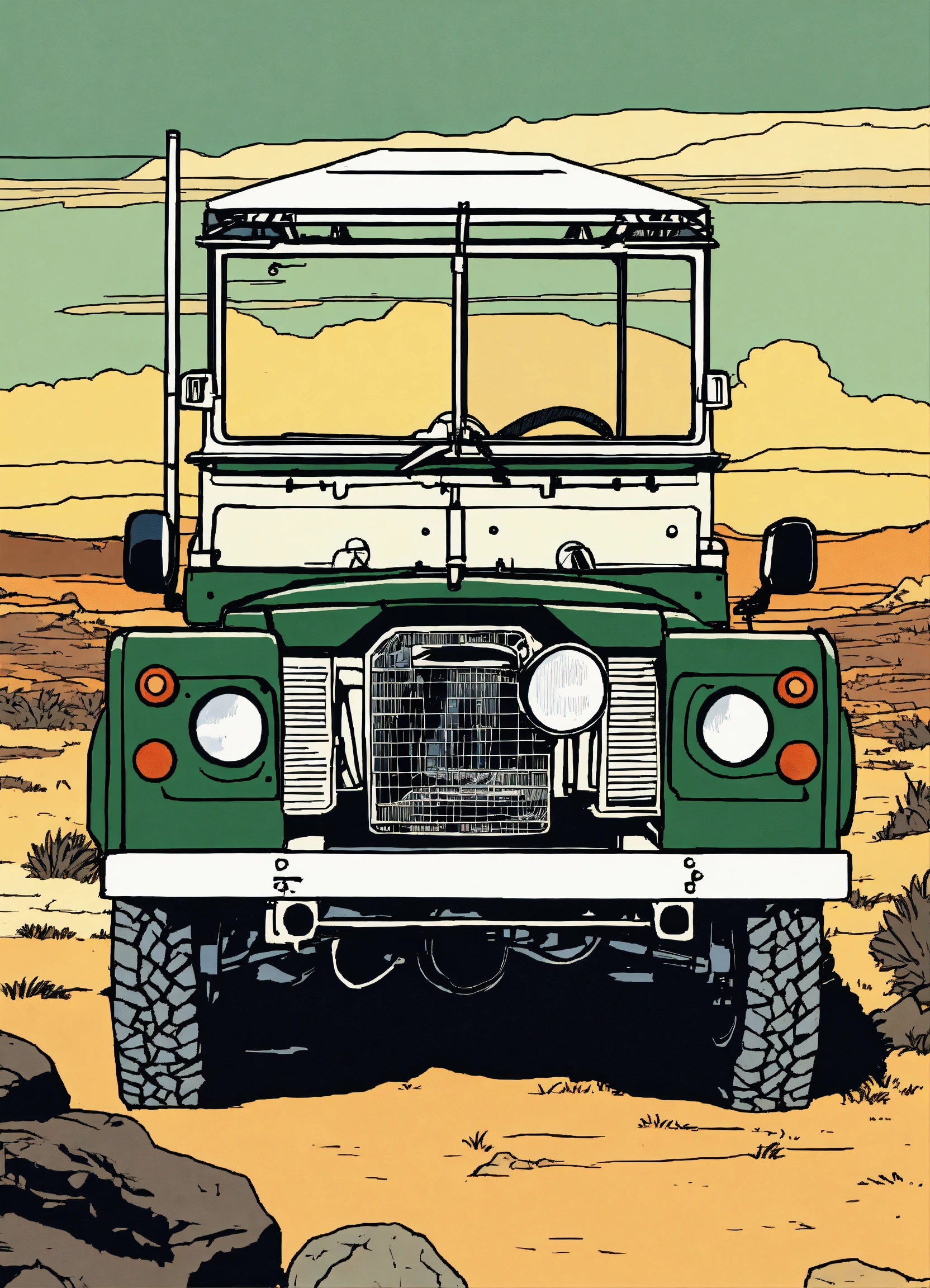 Lexica - Detailed pen and ink illustration of a modern Land Rover, dark ...