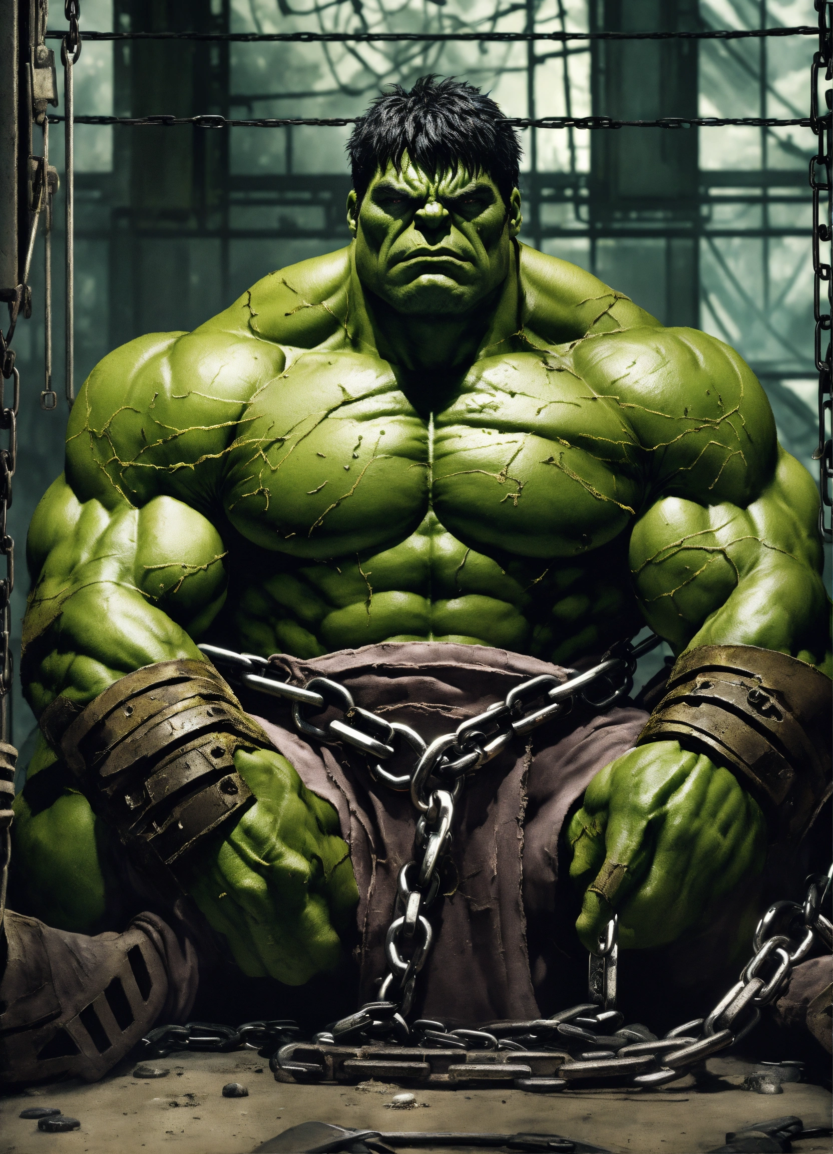Lexica - Hulk, captured and chained, dystopian future, torn futuristic ...