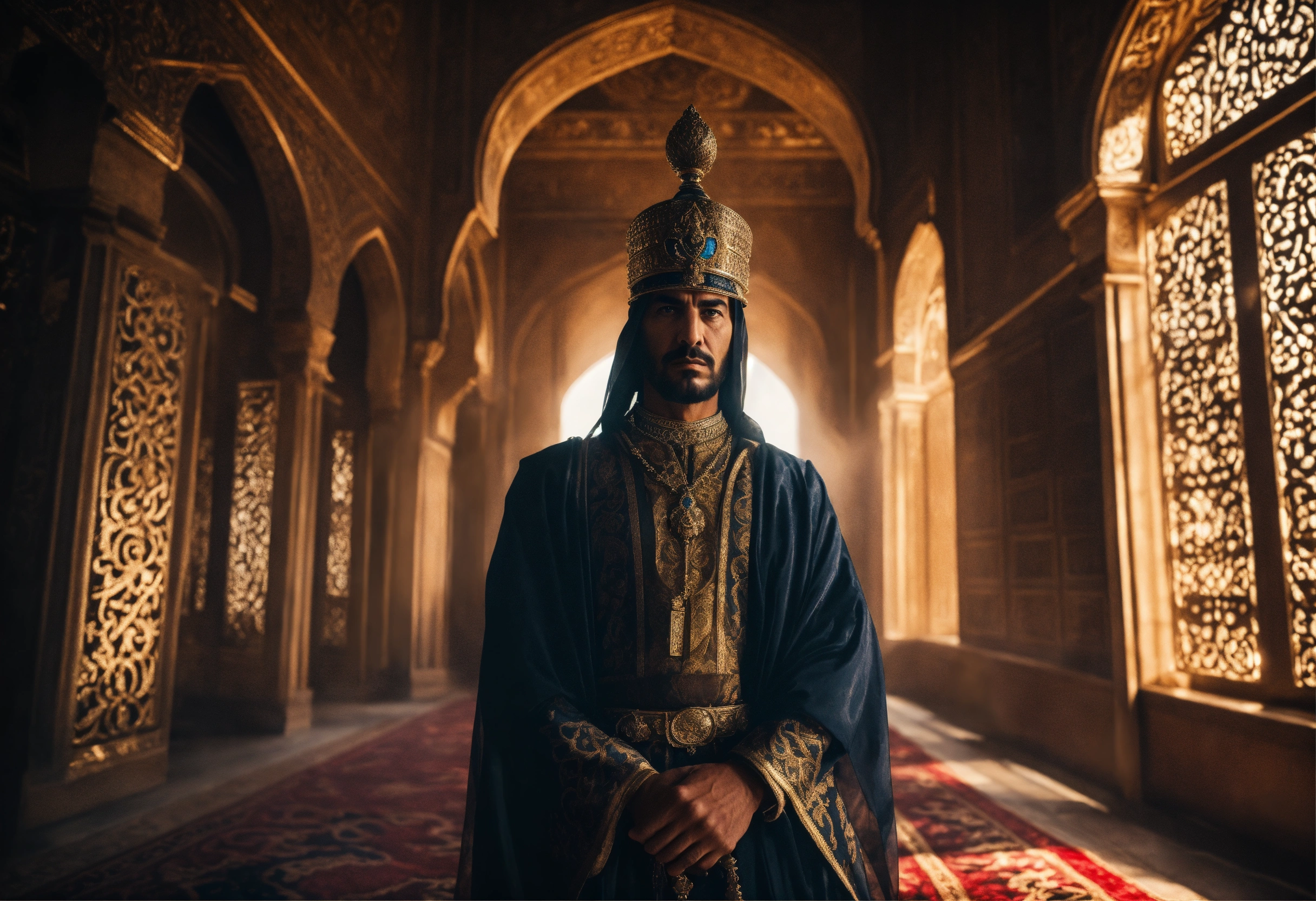 Lexica - Ominous fantasy portrait of a handsome ancient male Arabic ...