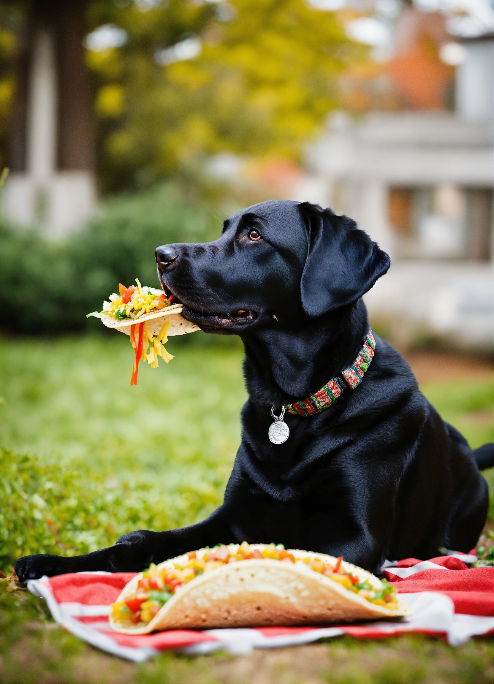 Lexica - Black Labrador Retriever eating tacos