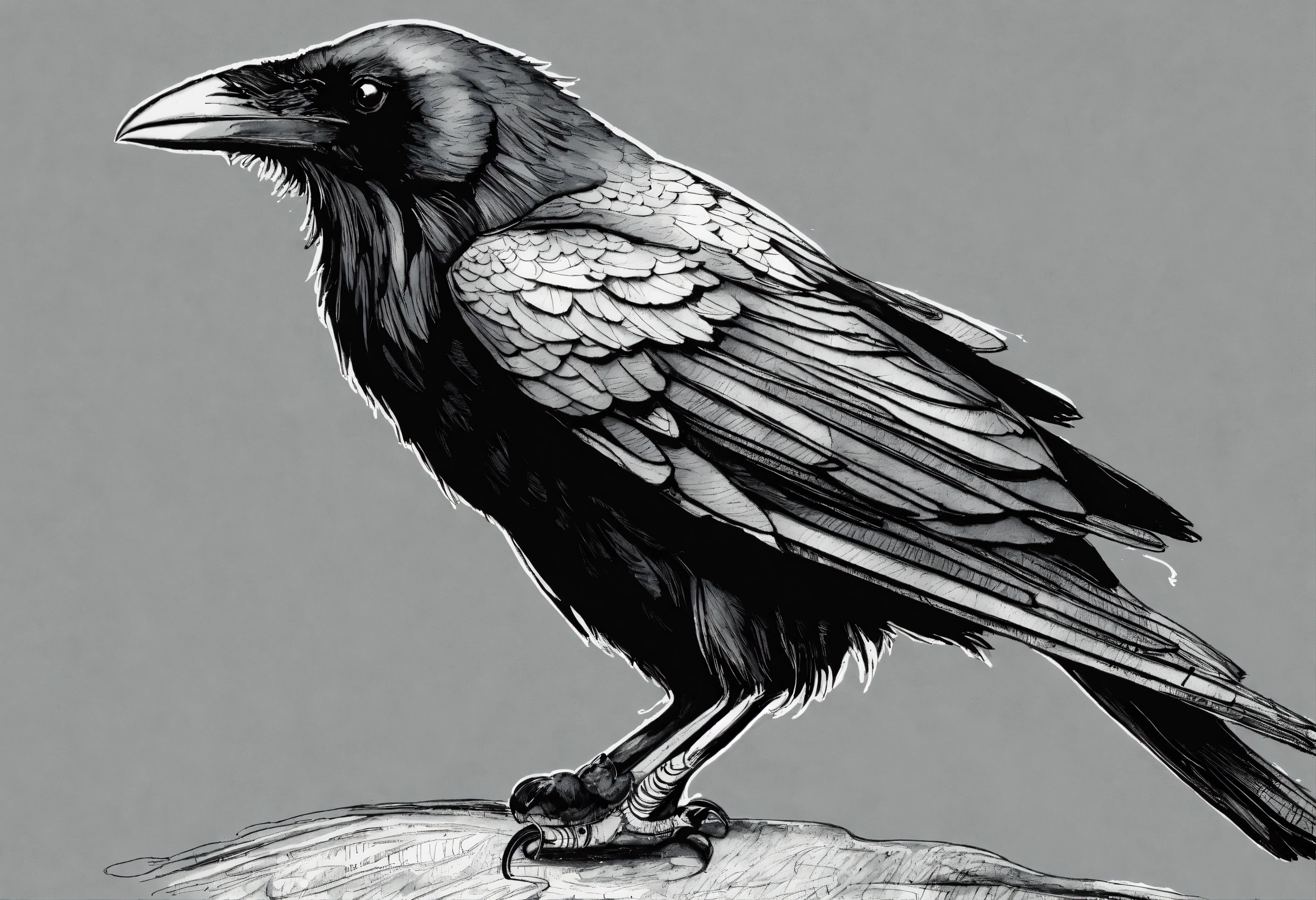 Lexica - A pen and ink drawing of a raven