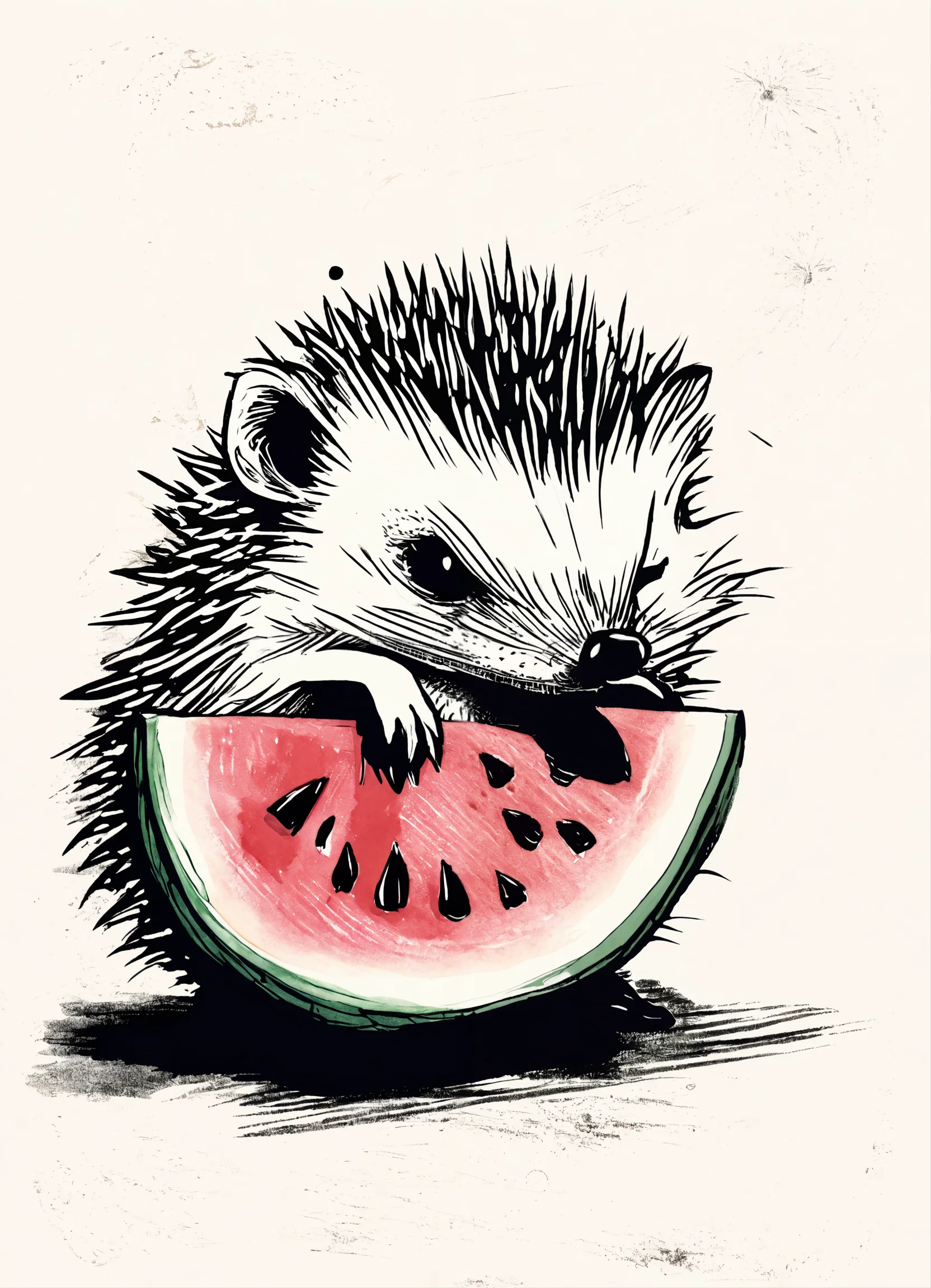Lexica - A small hedgehog holding a piece of watermelon with its tiny ...