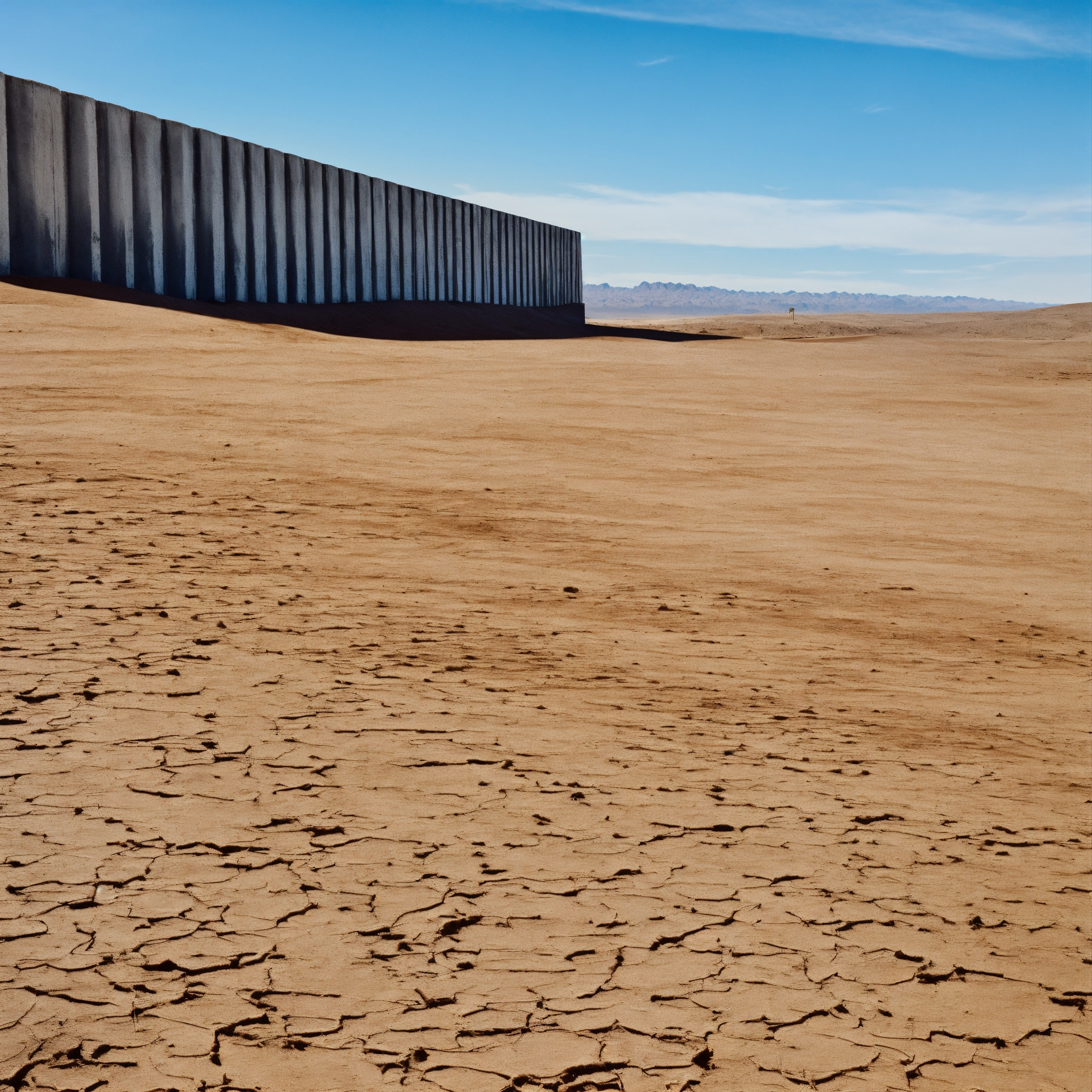 Lexica - Concrete wall at the middle of desert