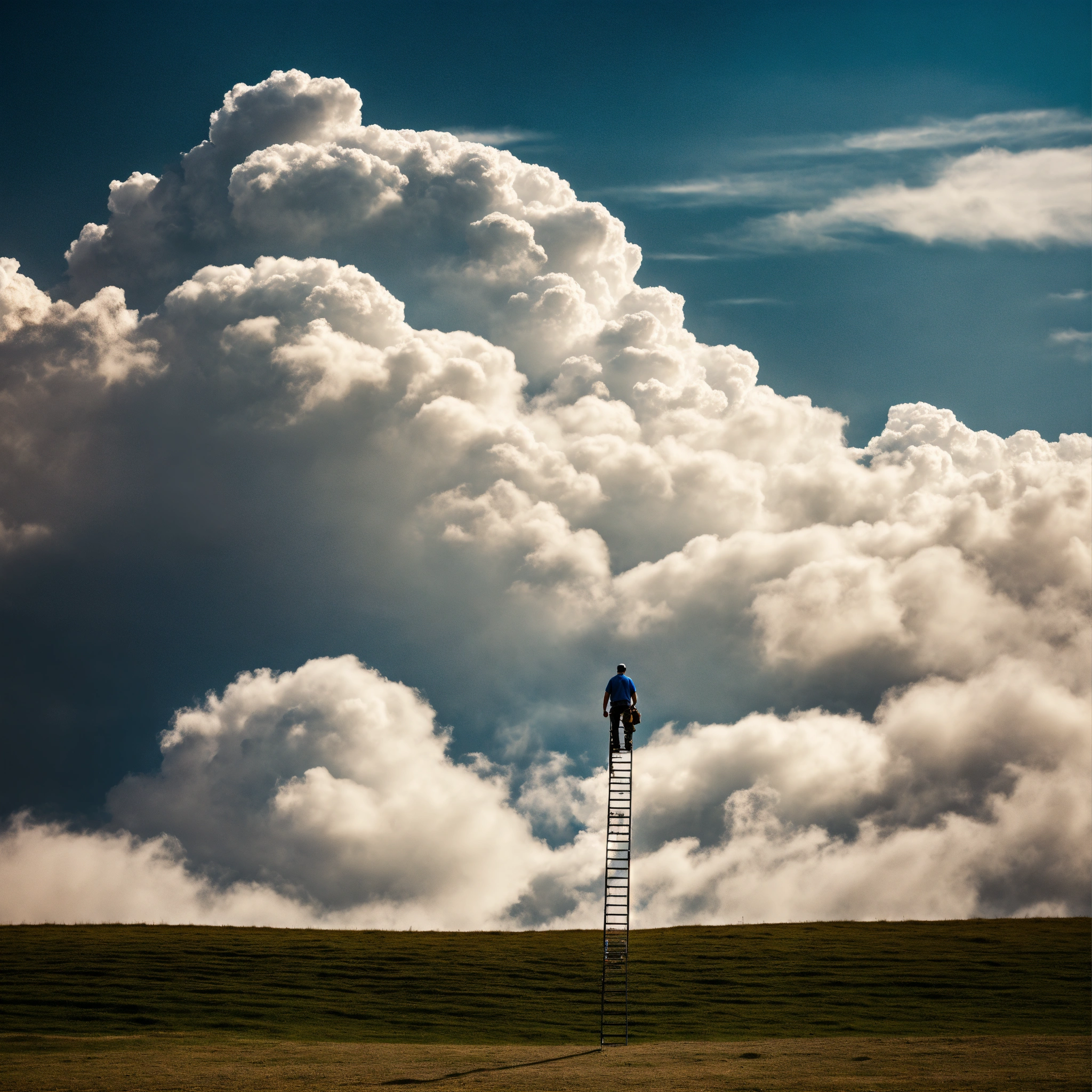 Lexica - A man walks up a ladder to the clouds