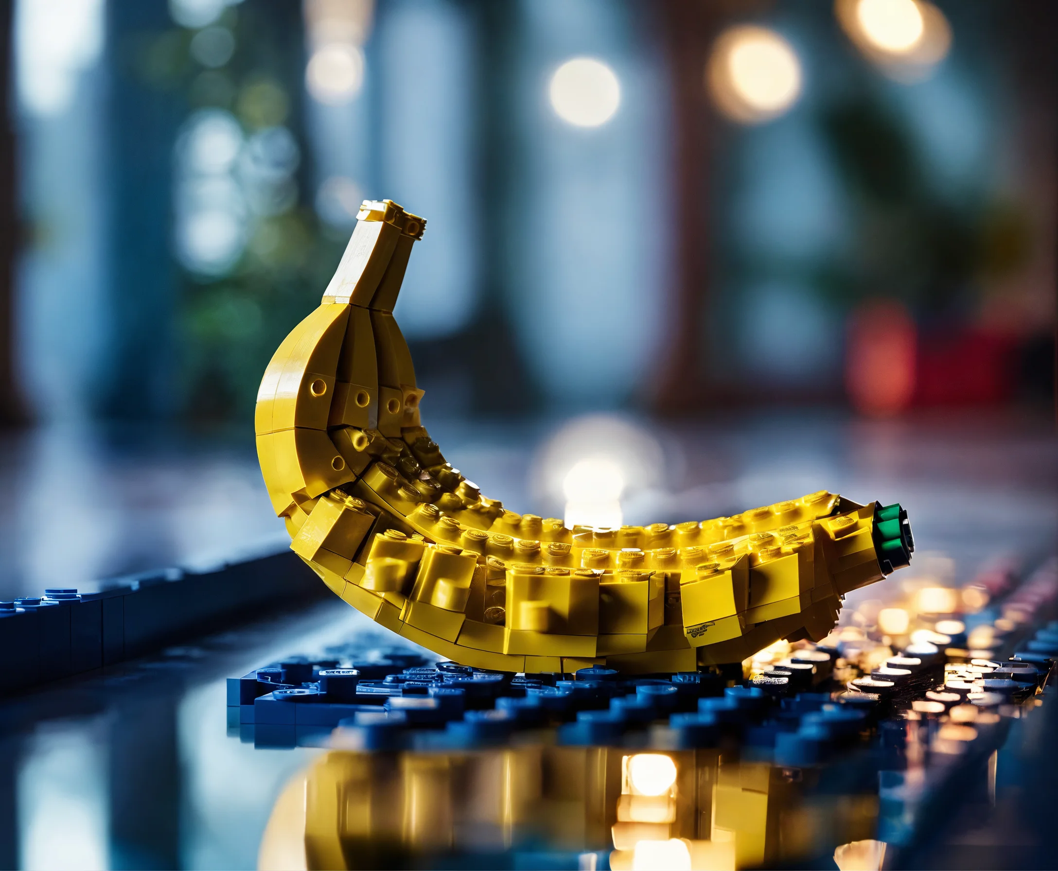 Lexica - Large banana lying down made of Lego bricks, united Lego ...