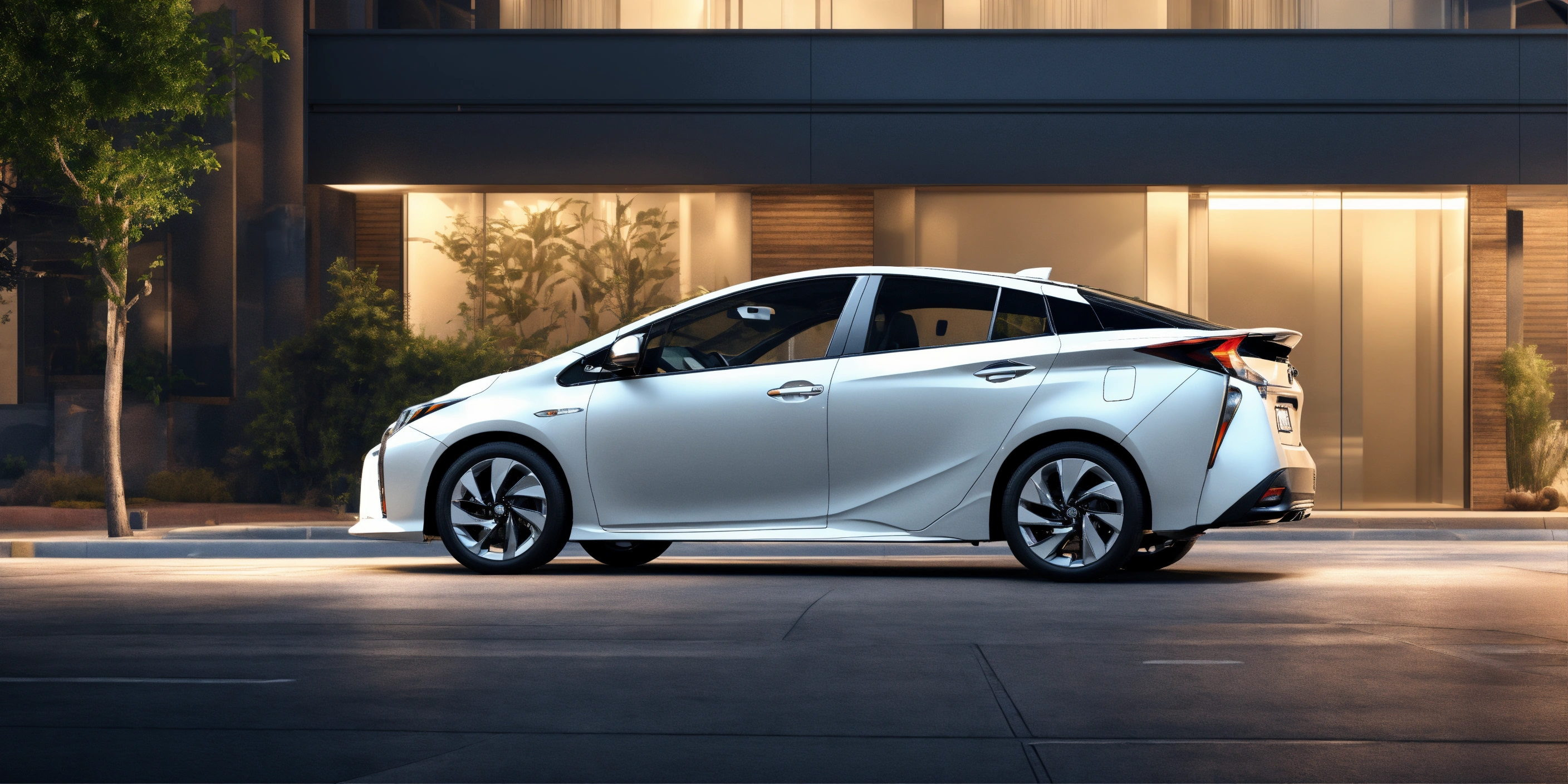 Lexica - Prius, driving, side view, whole car, 4k, 3d render