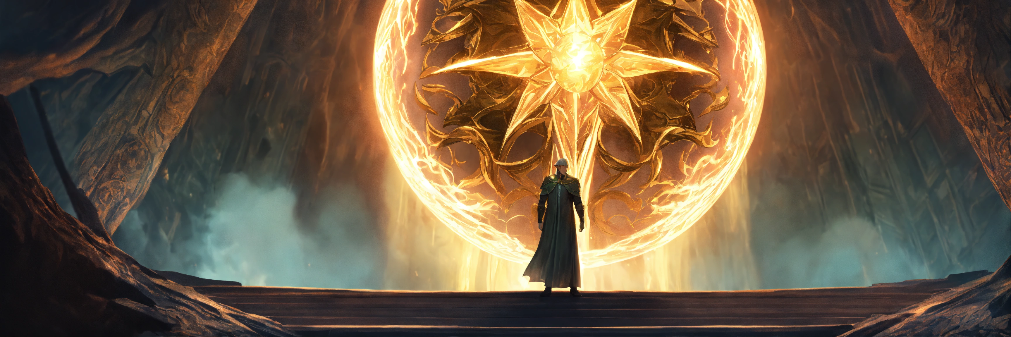 Lexica - Create a elder elf god in a heroic pose, standing in front of ...