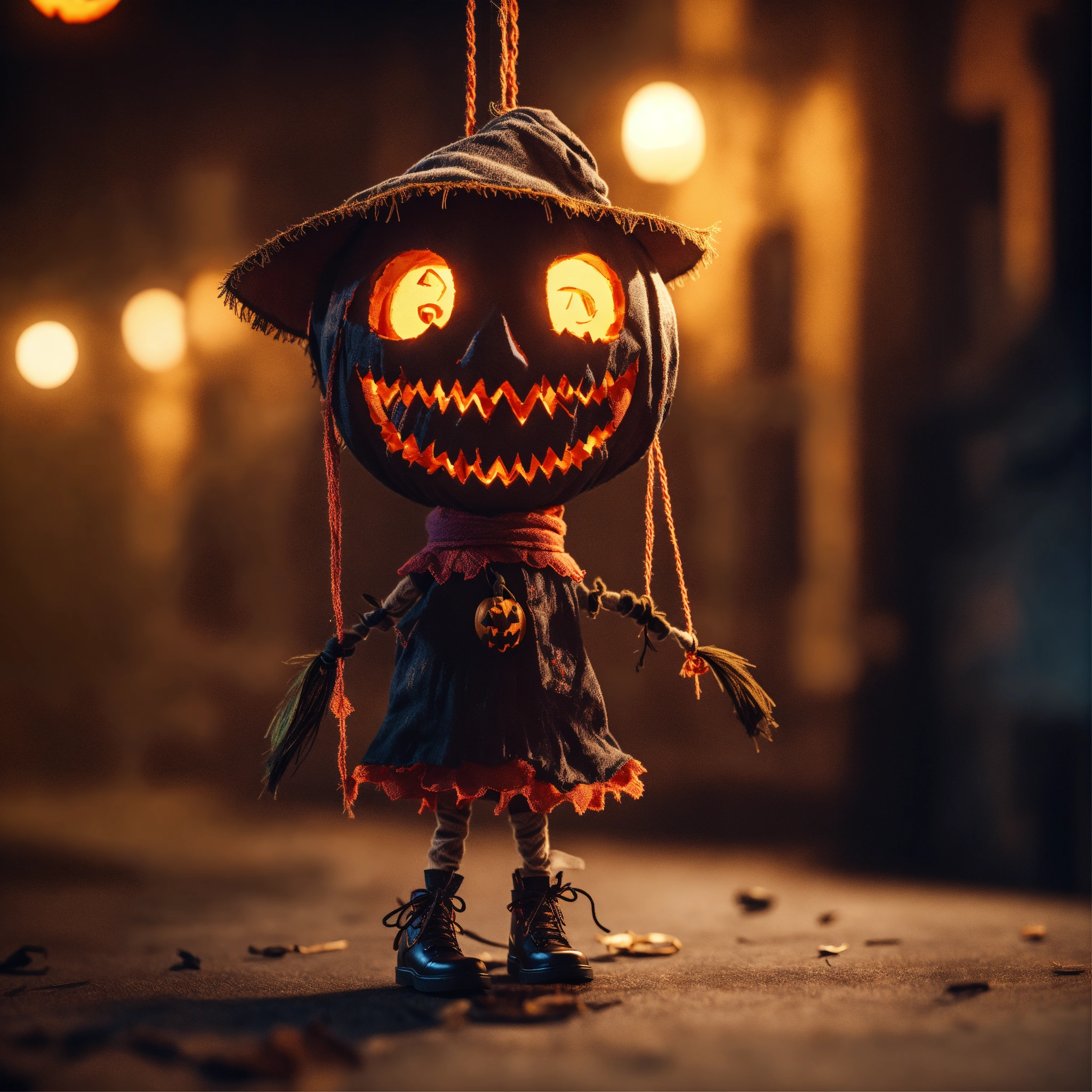 Lexica - Scary puppet on a string, halloween, unreal engine render, 8k