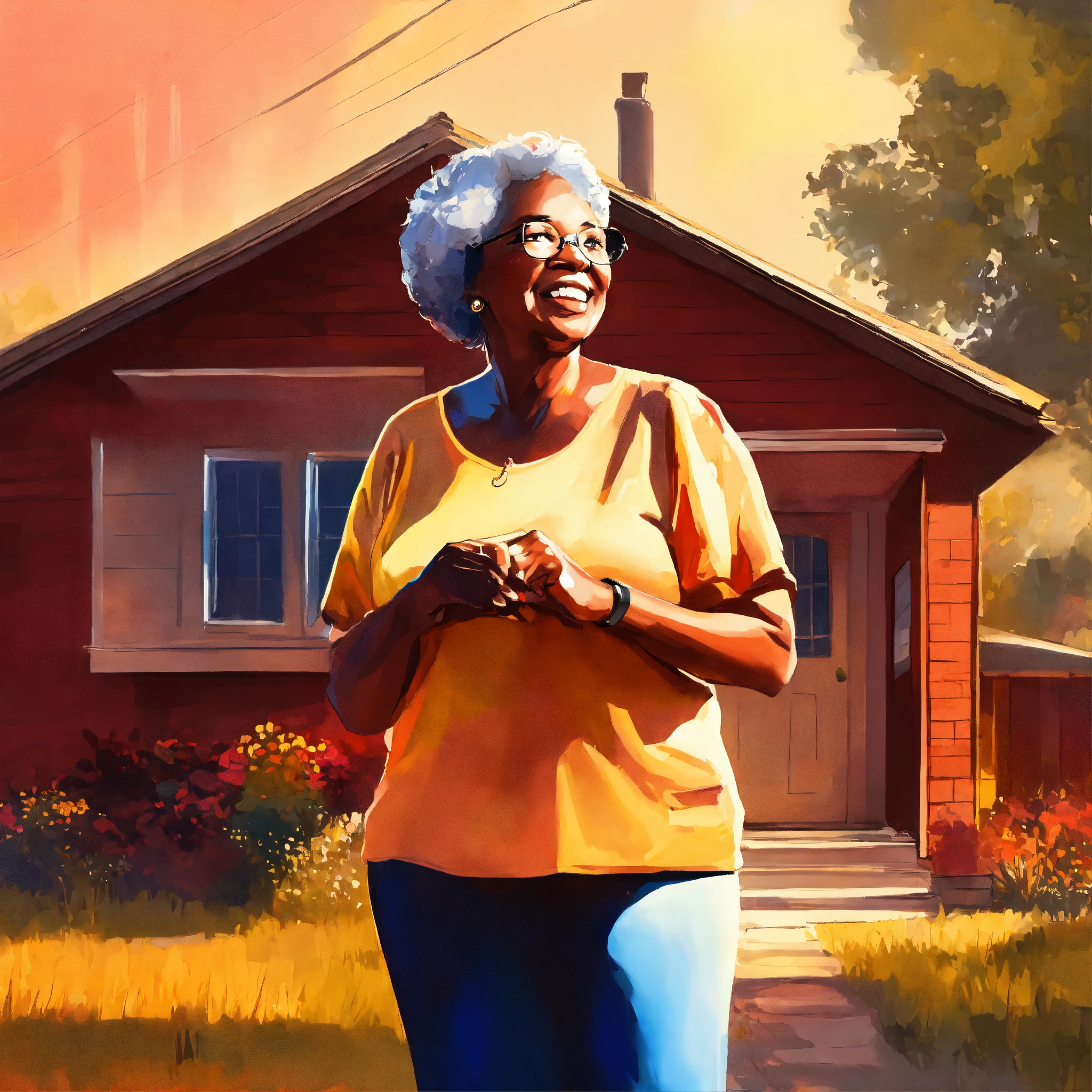 Lexica - African American senior woman standing in front of her home ...