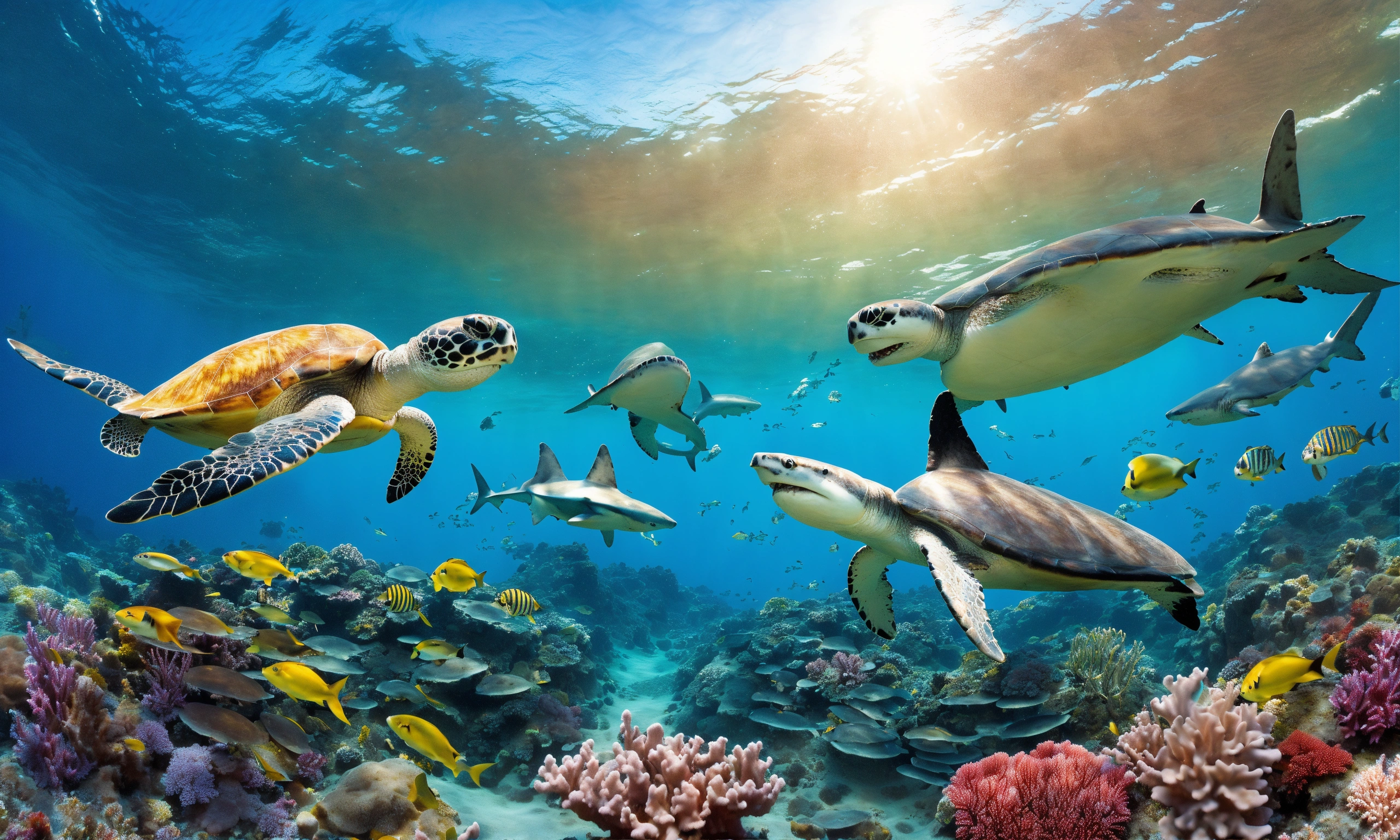 Lexica - Ocean life with turtles, corals, shark
