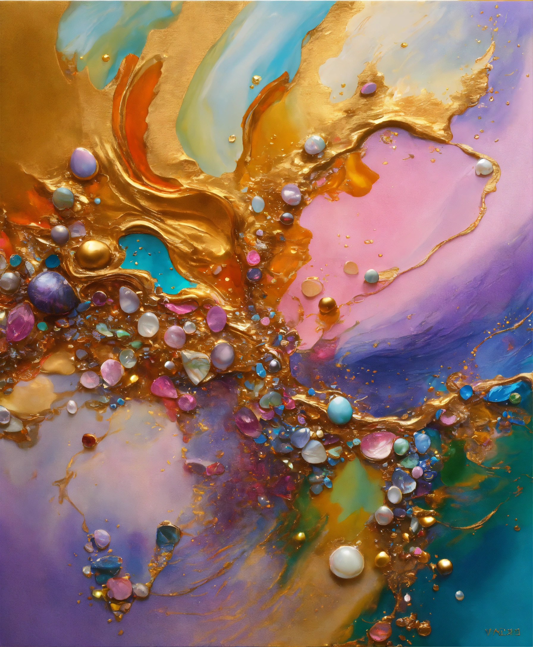 Lexica - Colorful abstract painting oil and water complex complicated ...