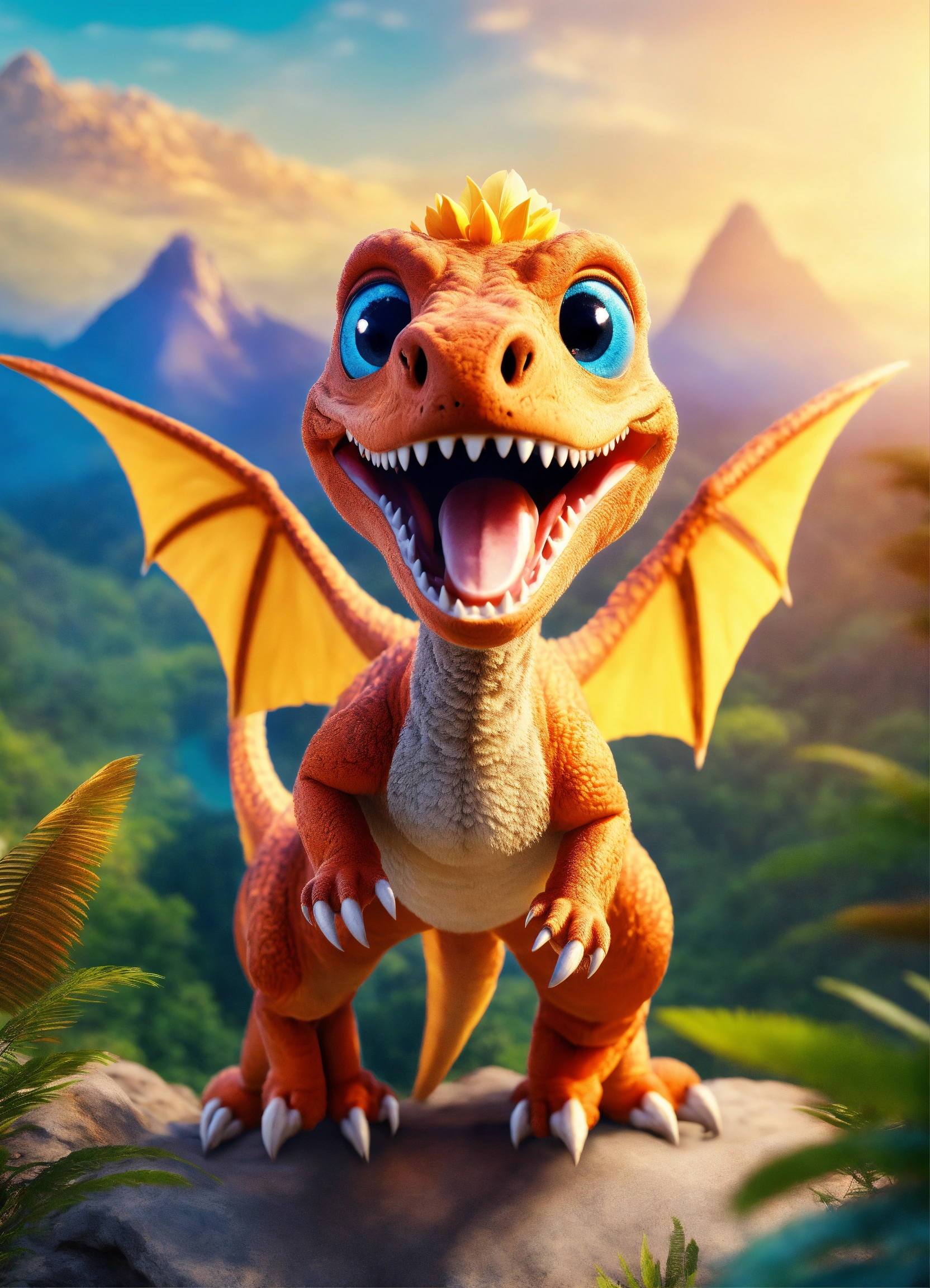 Lexica - An adorable and fluffy baby t-res dinosaur with big color eyes ...