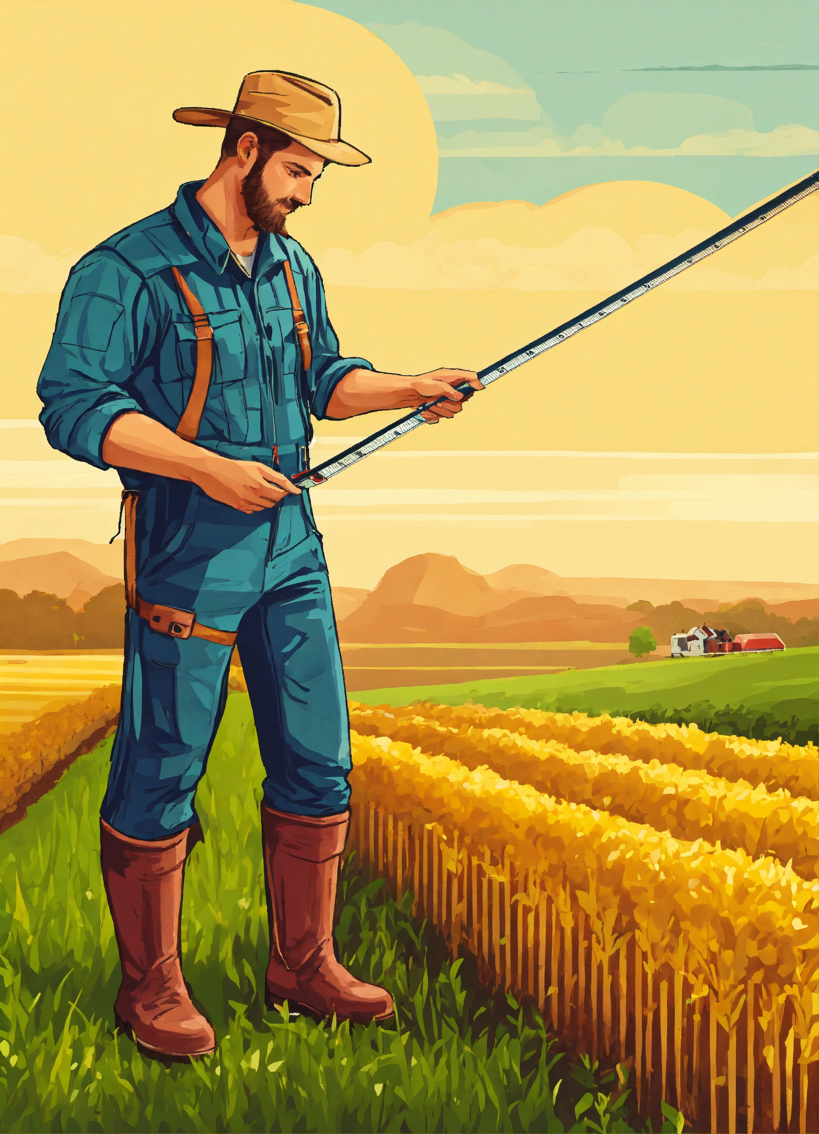 Lexica - Farmer using a measuring tape to measure the perimeter of his ...