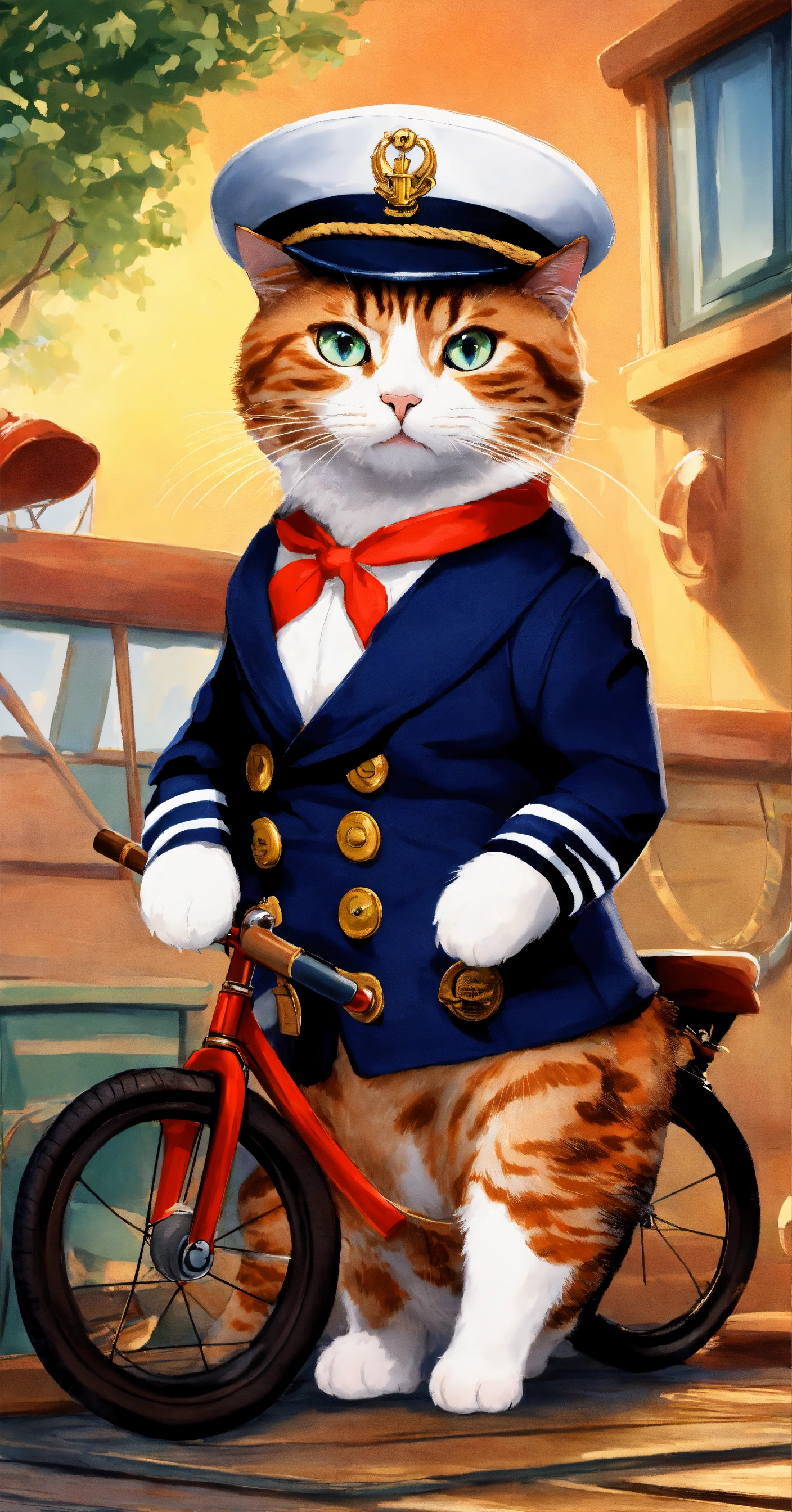 Lexica - Design a picture of a cat dressed as a sailor, complete with a ...
