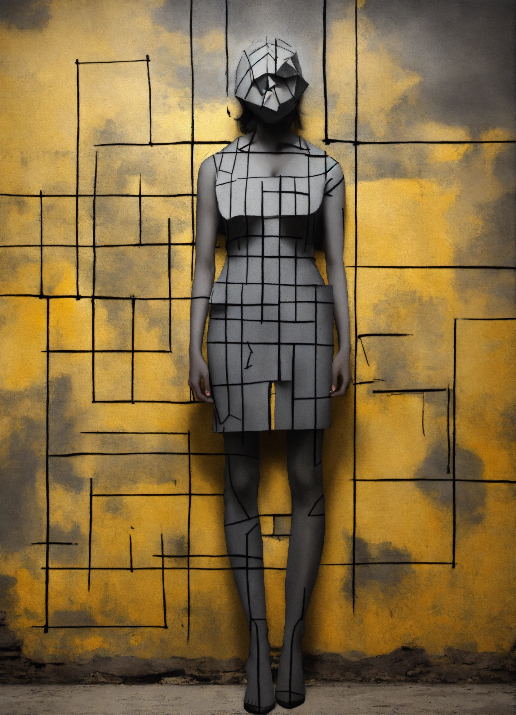 Lexica - Create the outline of personification of frenzy, painted with ...