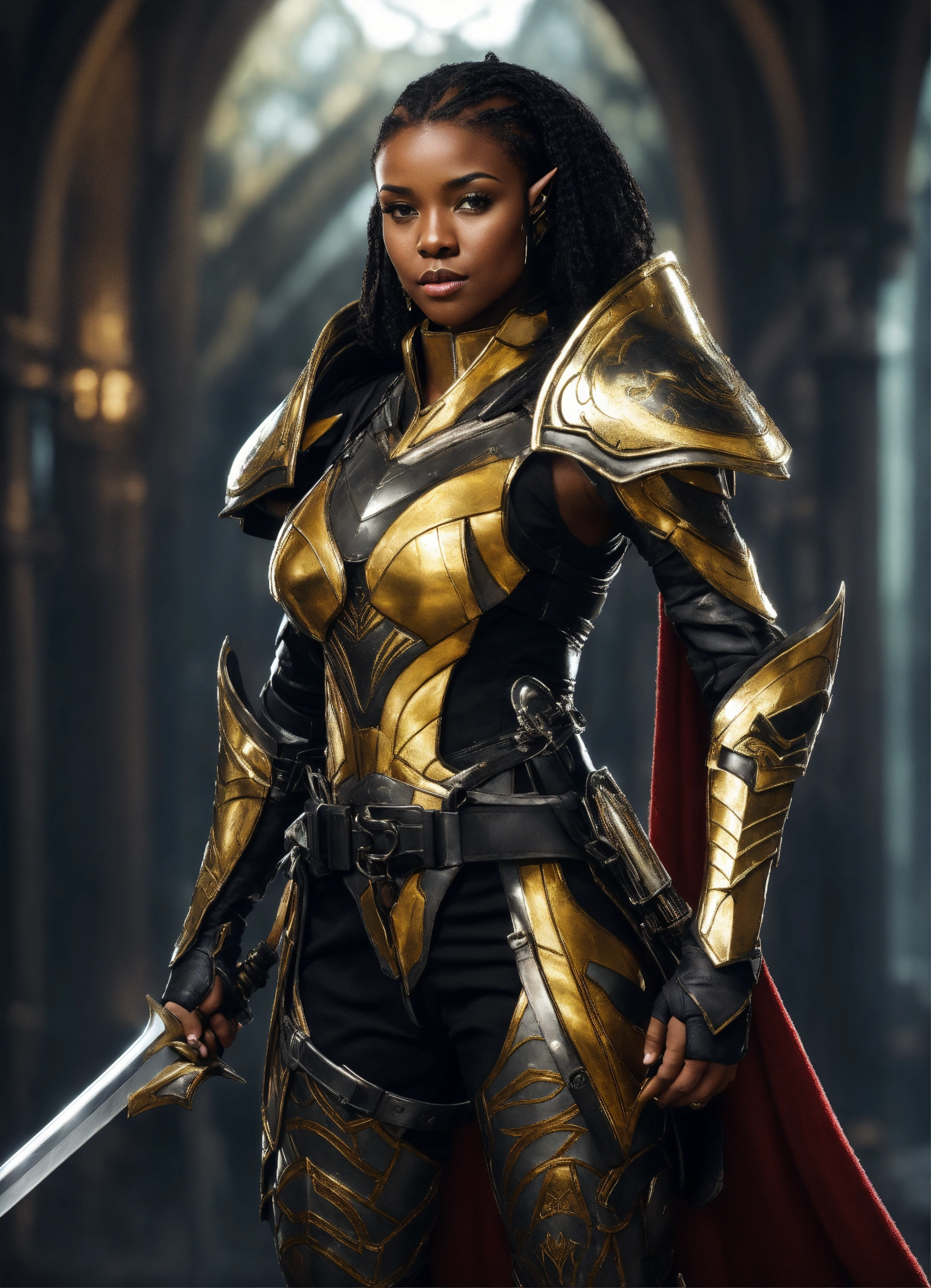 Lexica - Full body of a shapely black female high elf sci fi soldier ...