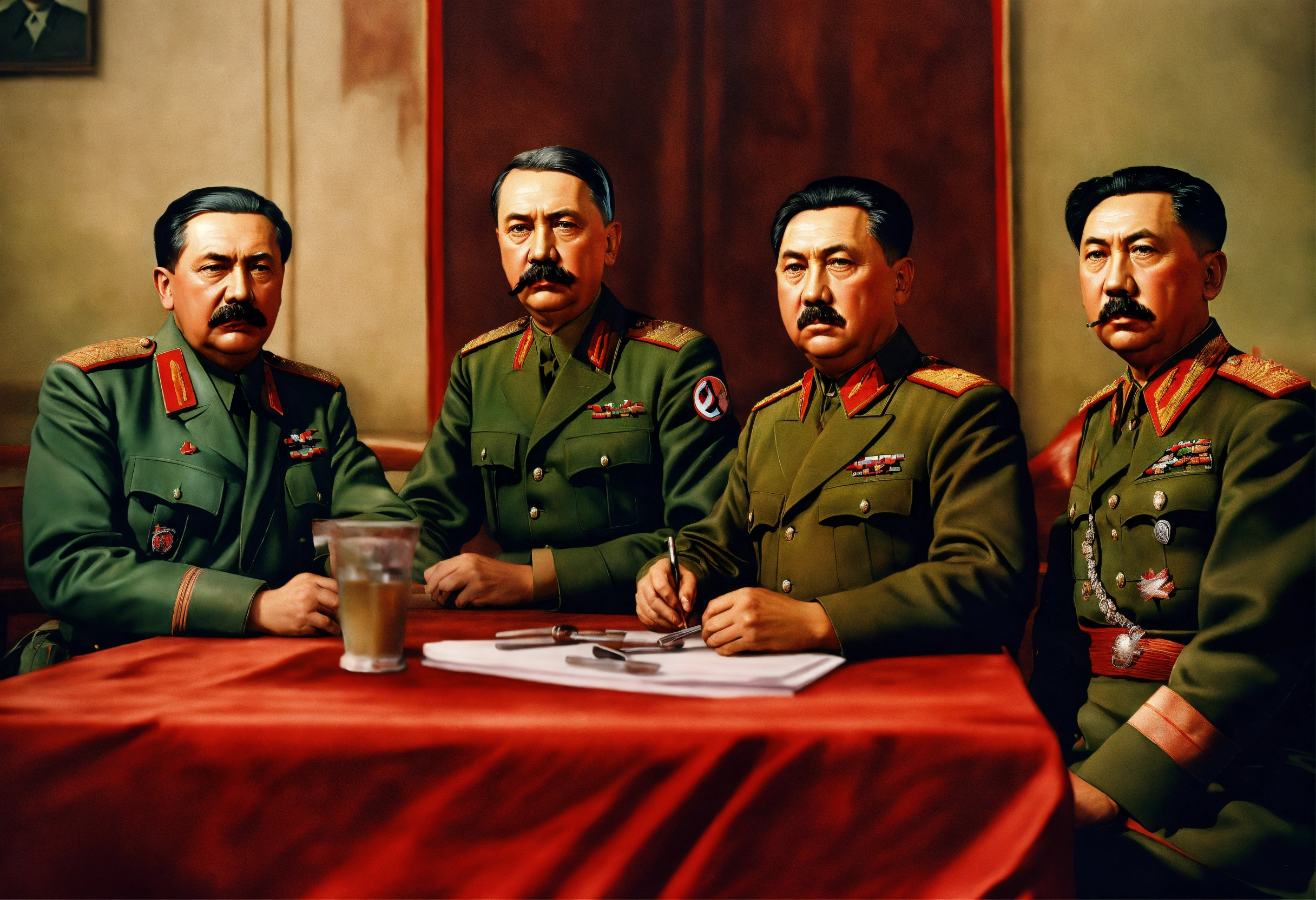 Lexica - Creat a hyperrealistic picture with AdolfHitler, Stalin and ...