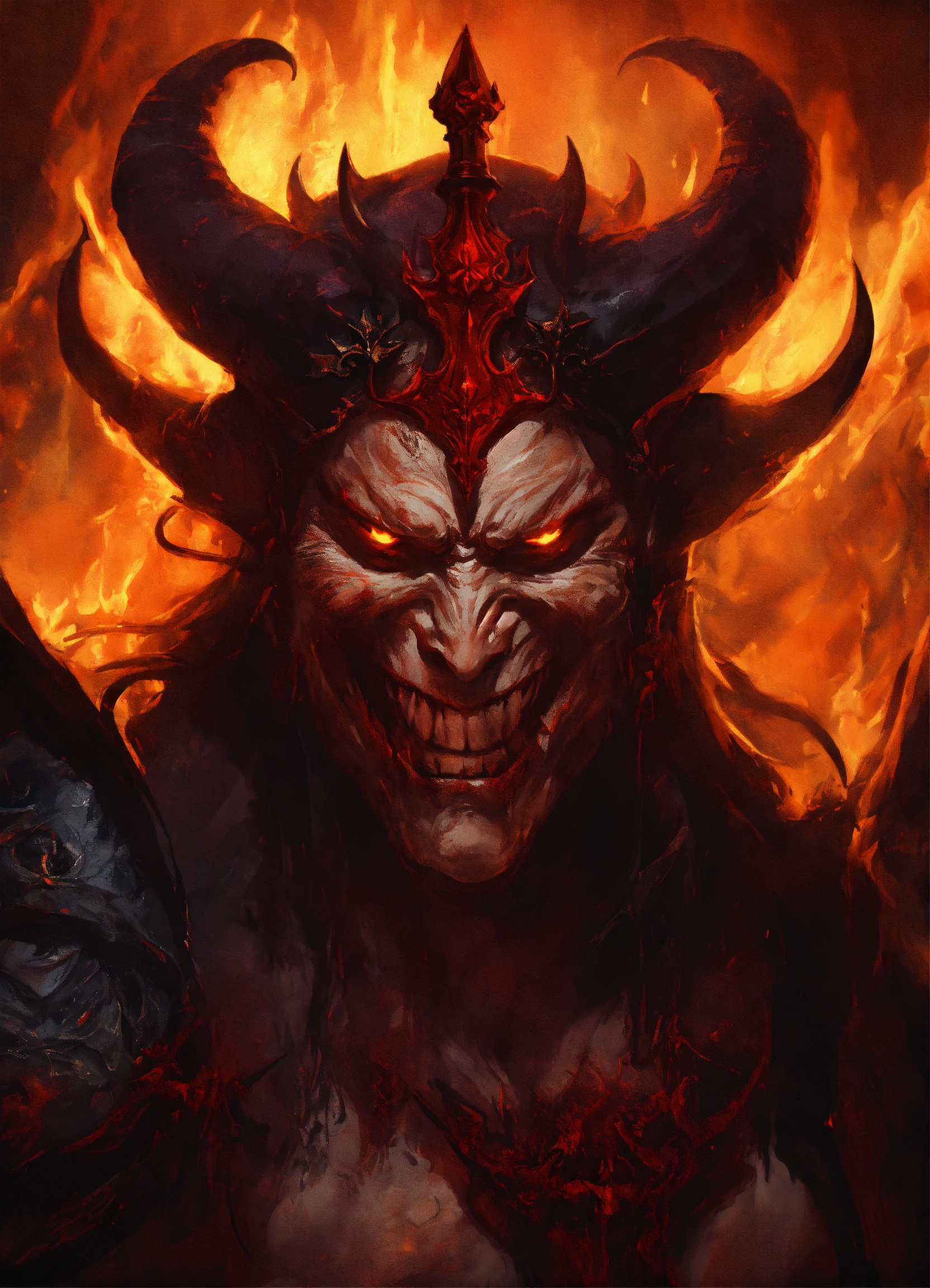 Lexica - Demon kings ruling over hell, sinister smile, evil grin