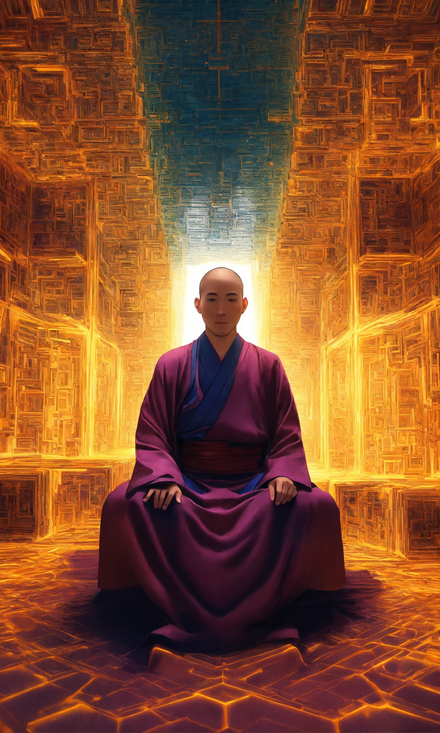 Lexica - Sitting Taoist monk tesseract body fractal three point ...
