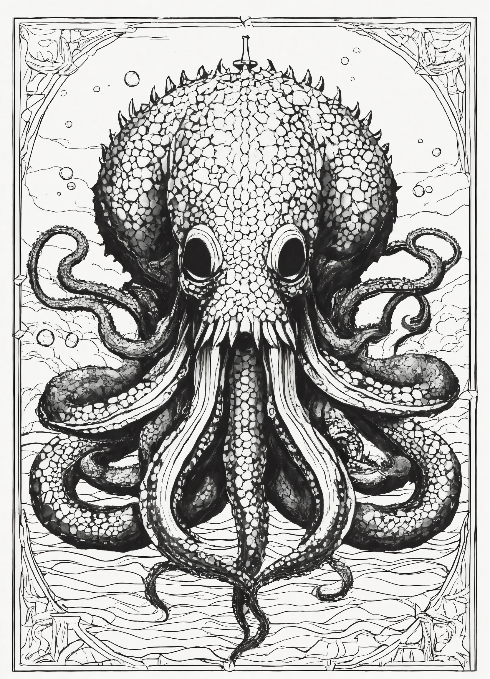Lexica - Extremely simple image. Abyssal Kraken. black and white ...