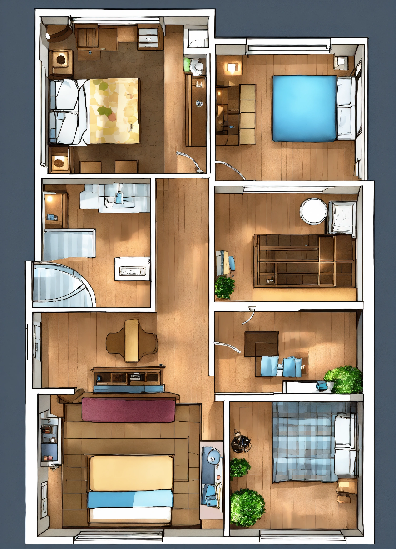 Lexica - Furniture layout, floor, detailed visual, high quality of a ...