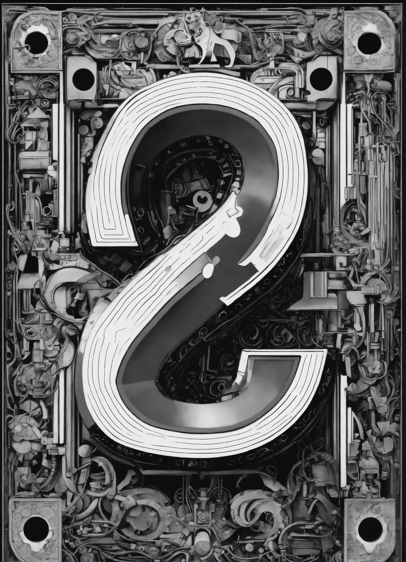 Lexica - A black and white illustration of mysterious number two