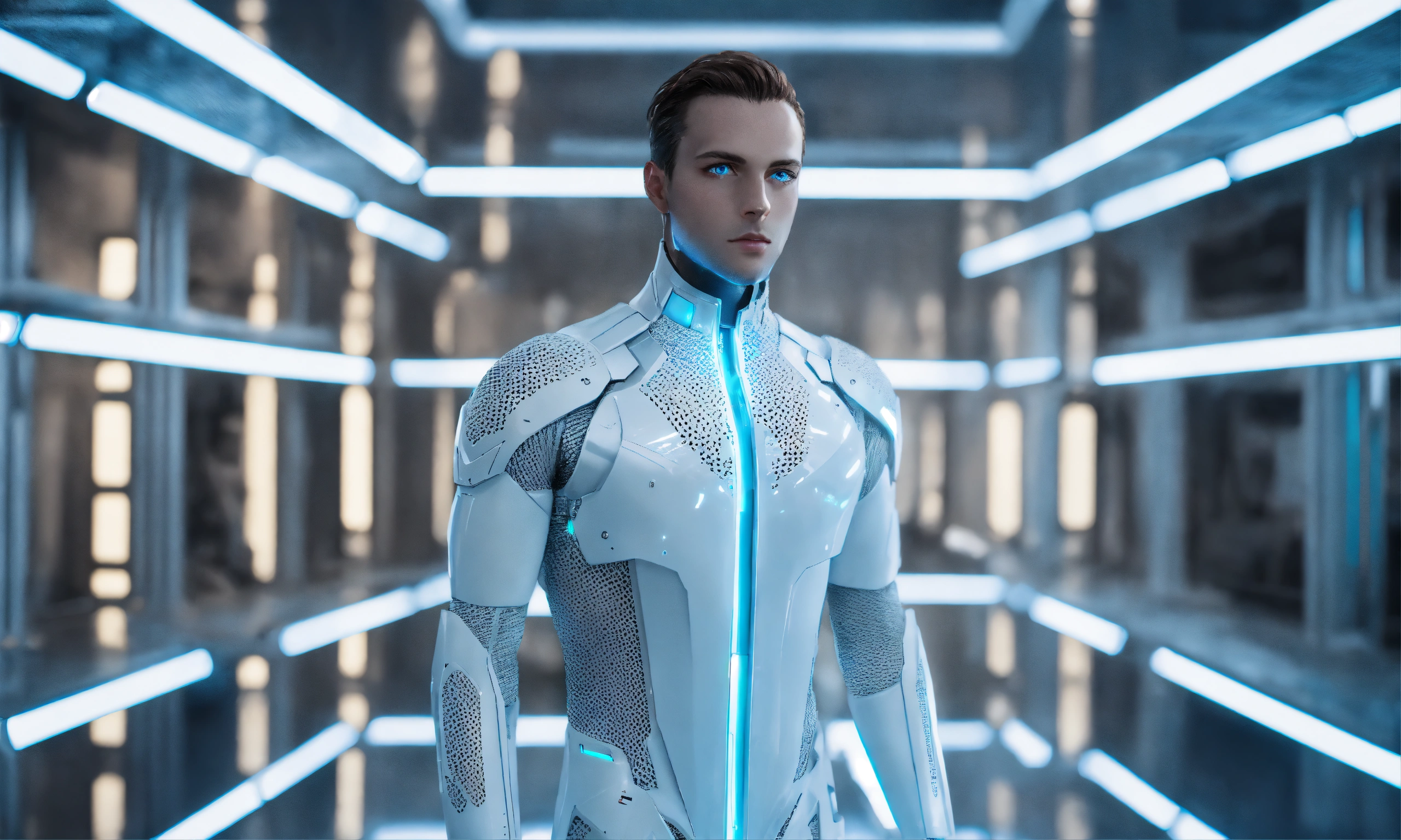 Lexica - Human looking male android standing in a white futuristic ...