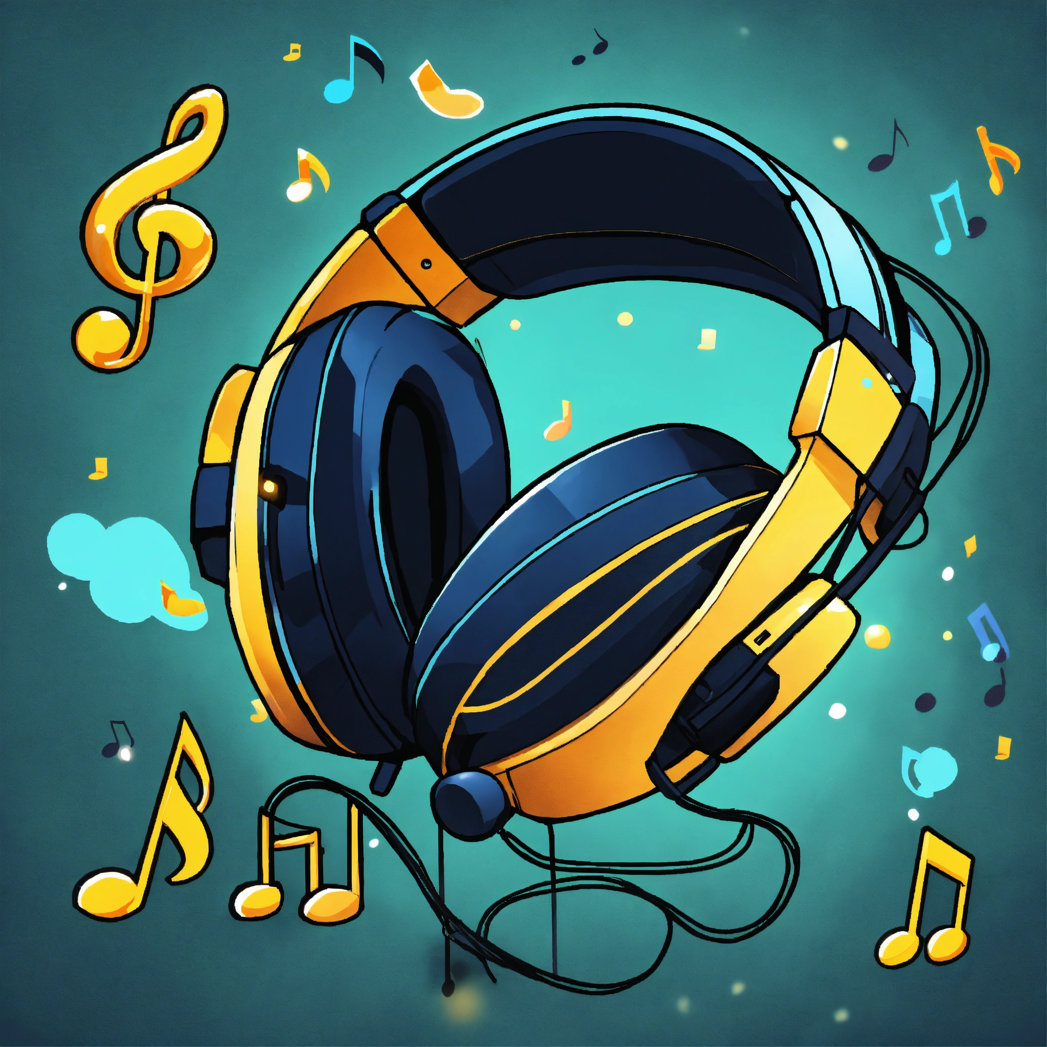 Lexica - A headset with some musical notes in the air, game asset ...
