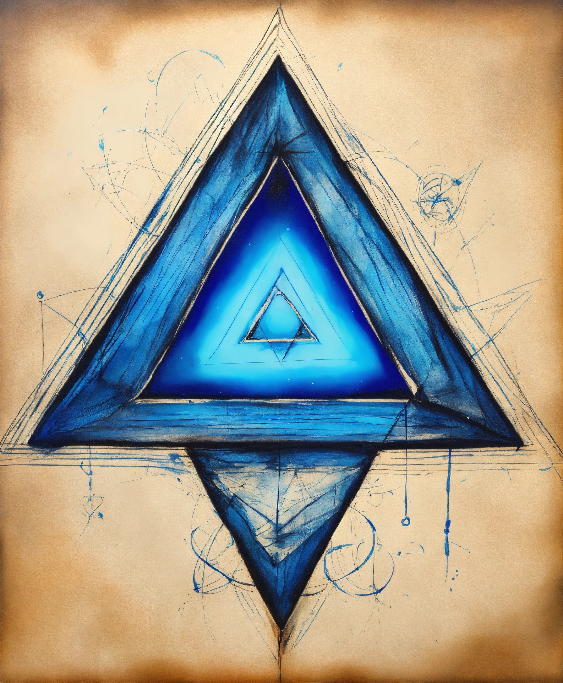 Lexica - Perfect drawing of a magical tryangle blue symbol with few ...