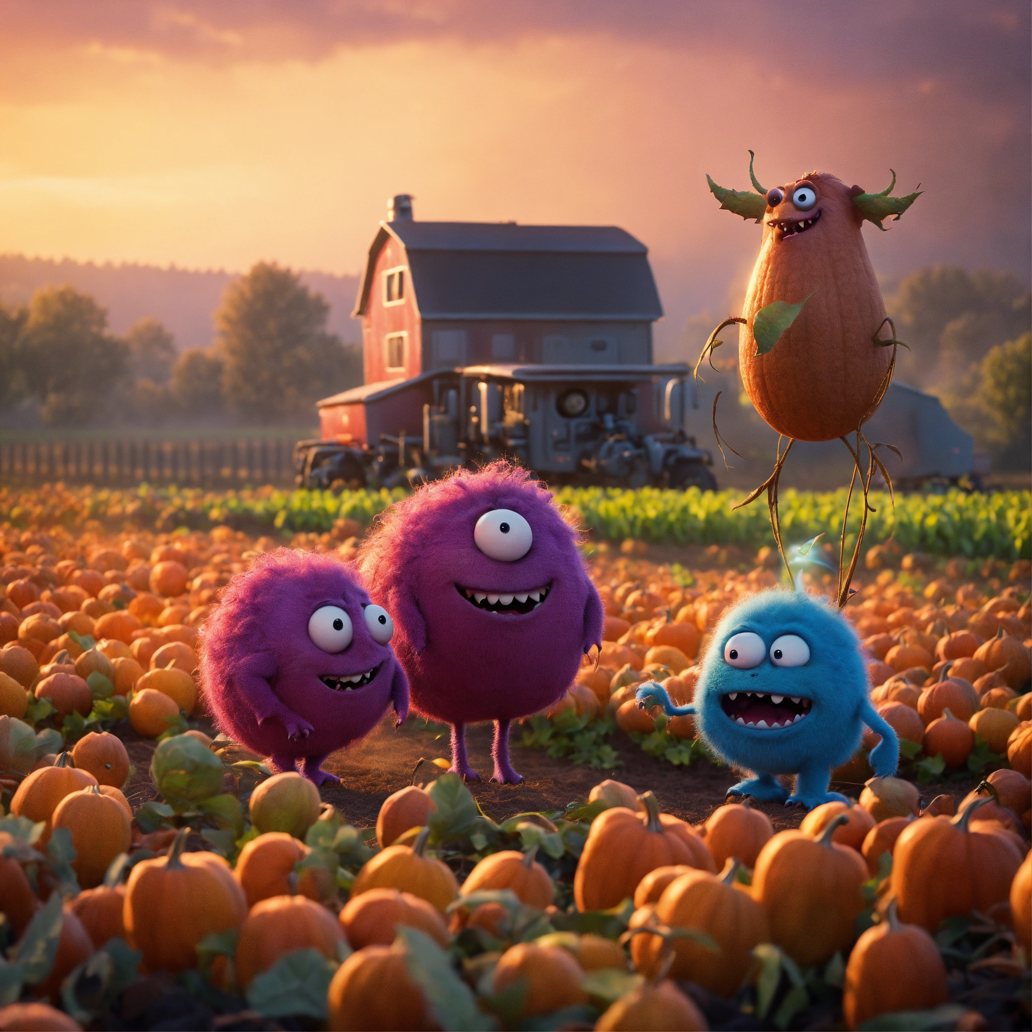 Lexica - Cute friendly monsters, of a pixar variety not classic movie ...