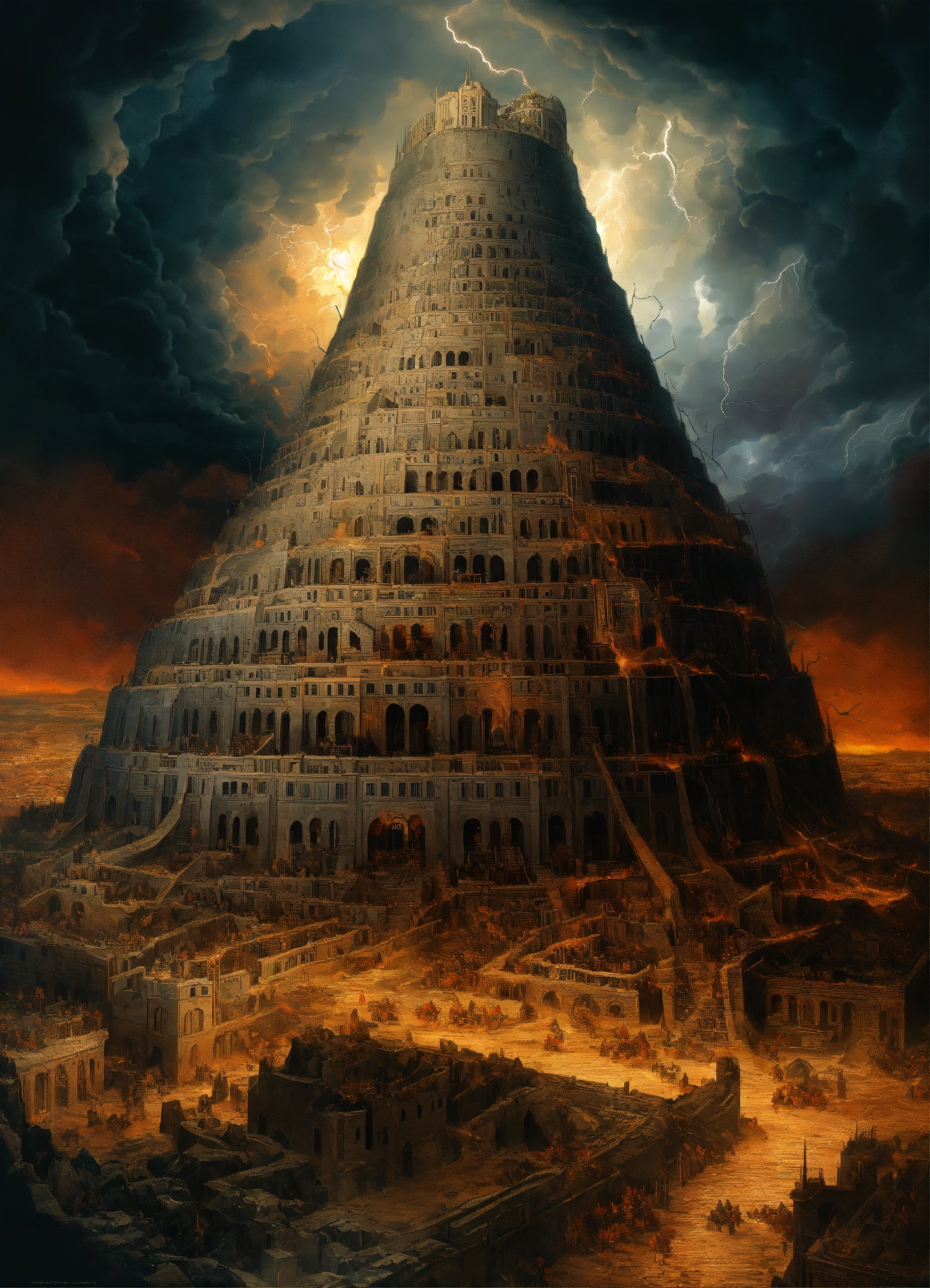 Lexica - Tower of Babel, sharp color, intricately detailed, foreboding ...