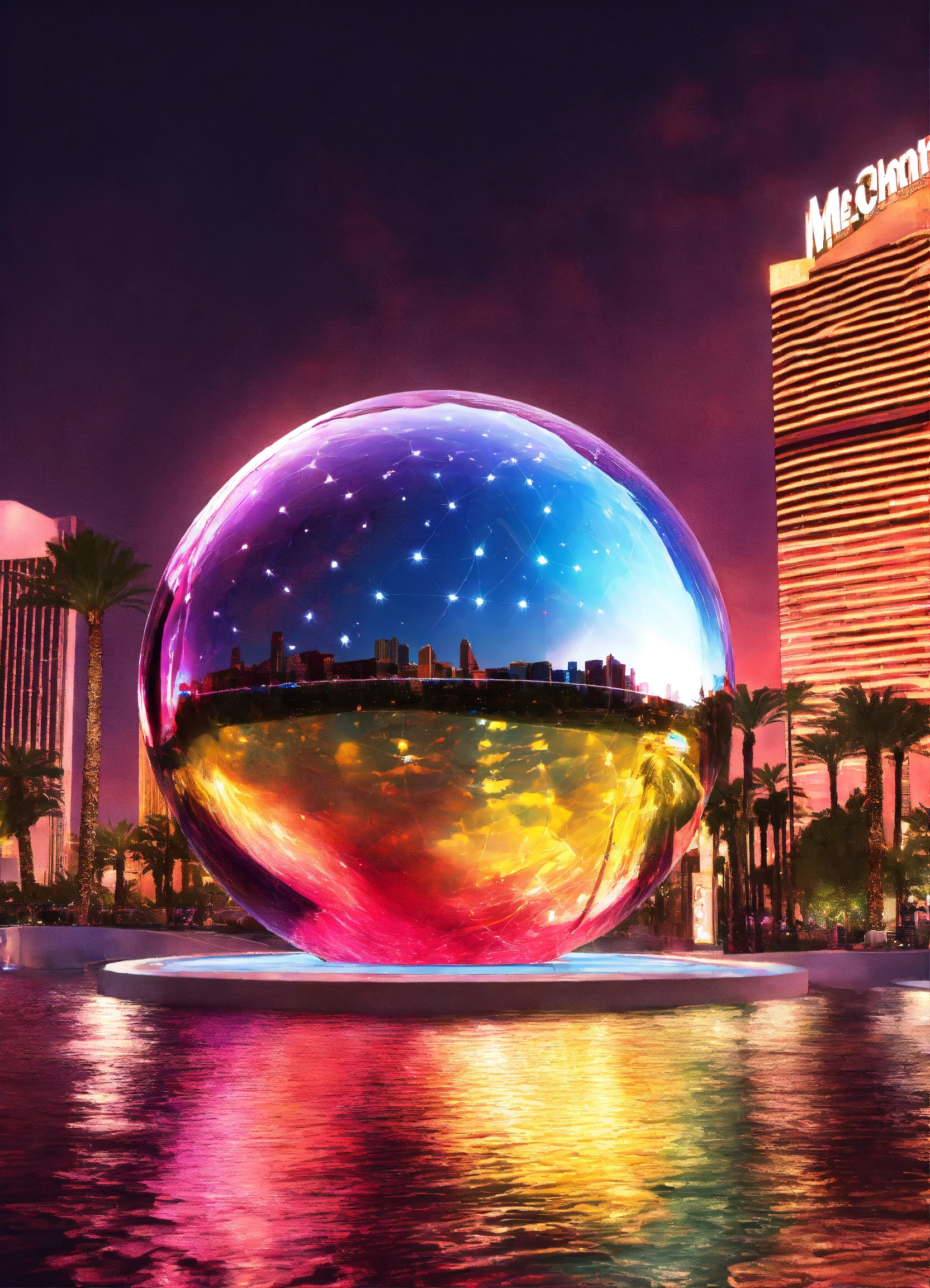 Lexica Las Vegas sphere with melting wave digital graphics