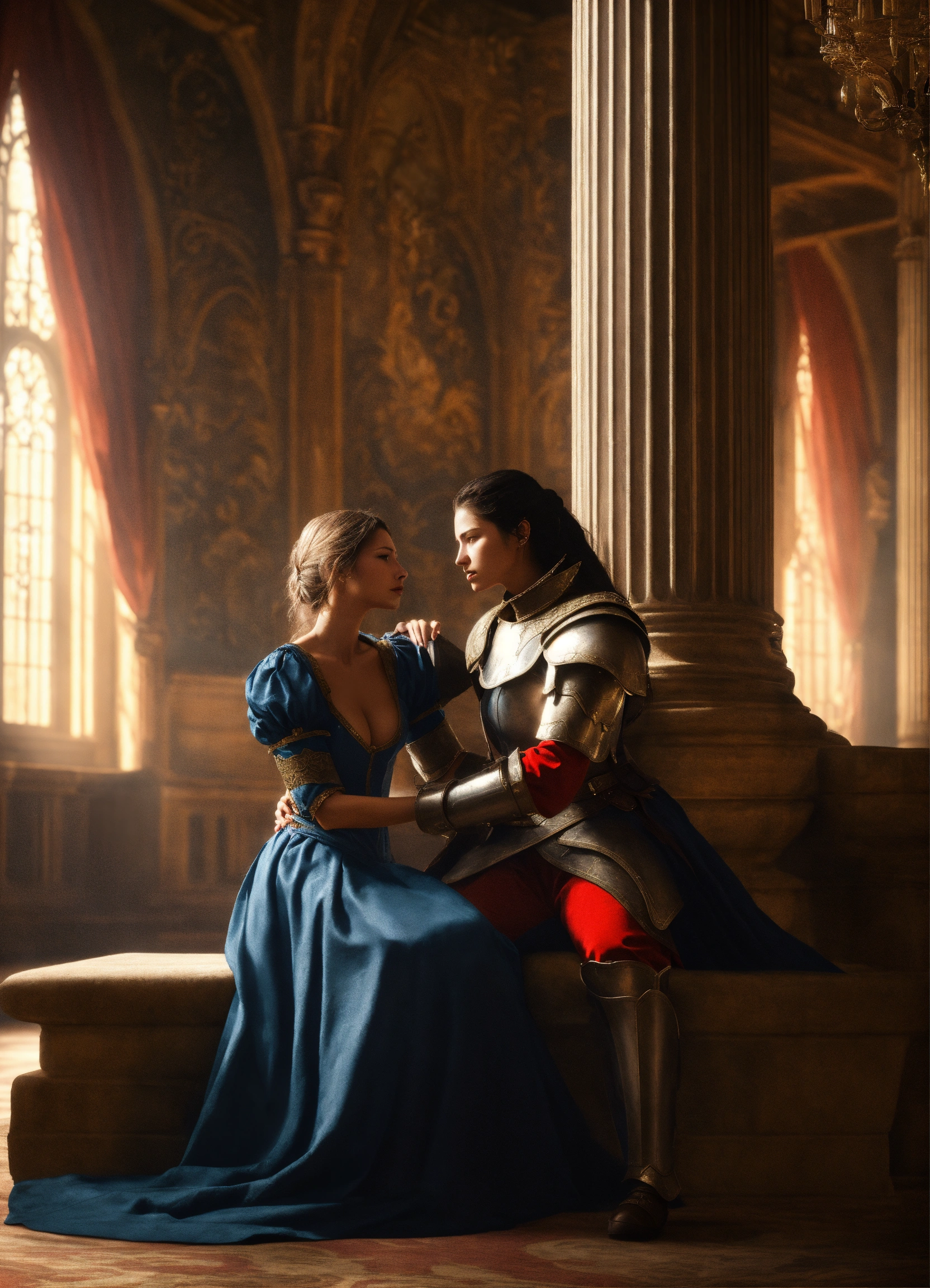 Lexica - Photorealistic a robust woman warrior comforting a frail in a ...