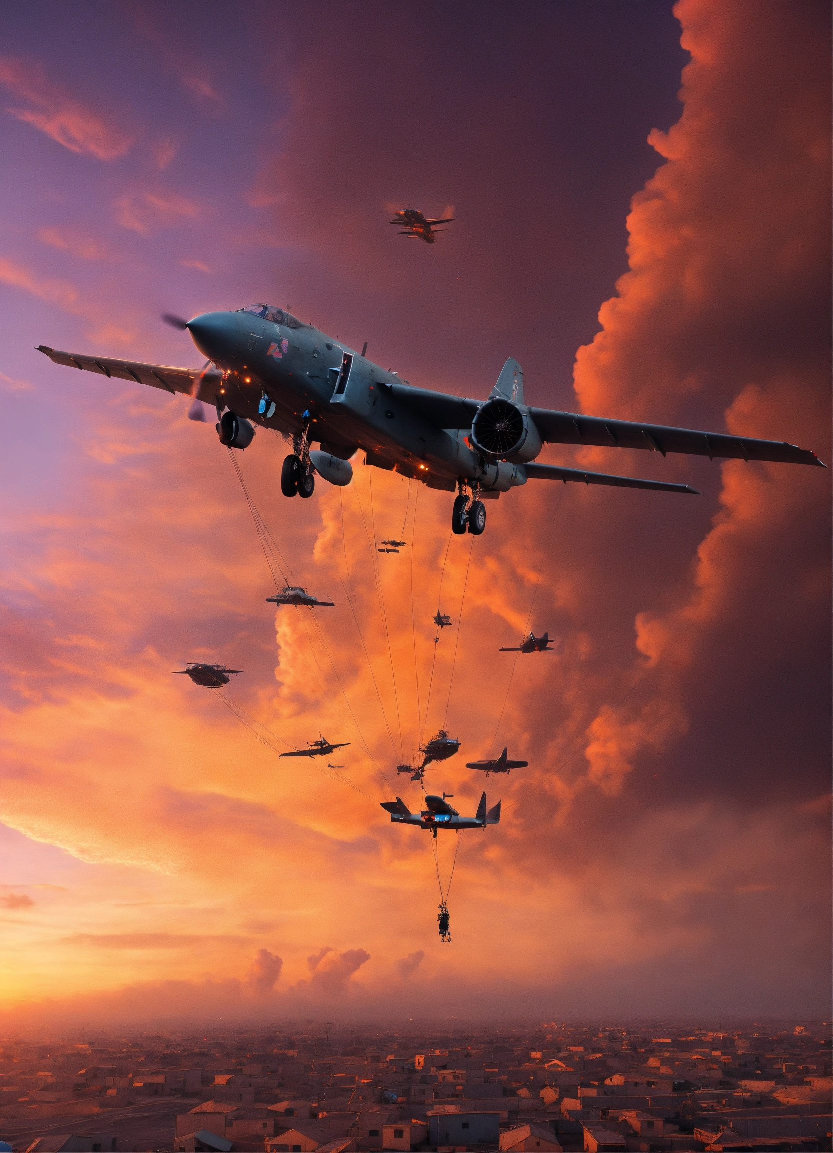 Lexica - Visualize a warplane flying over a conflict zone in ultra ...