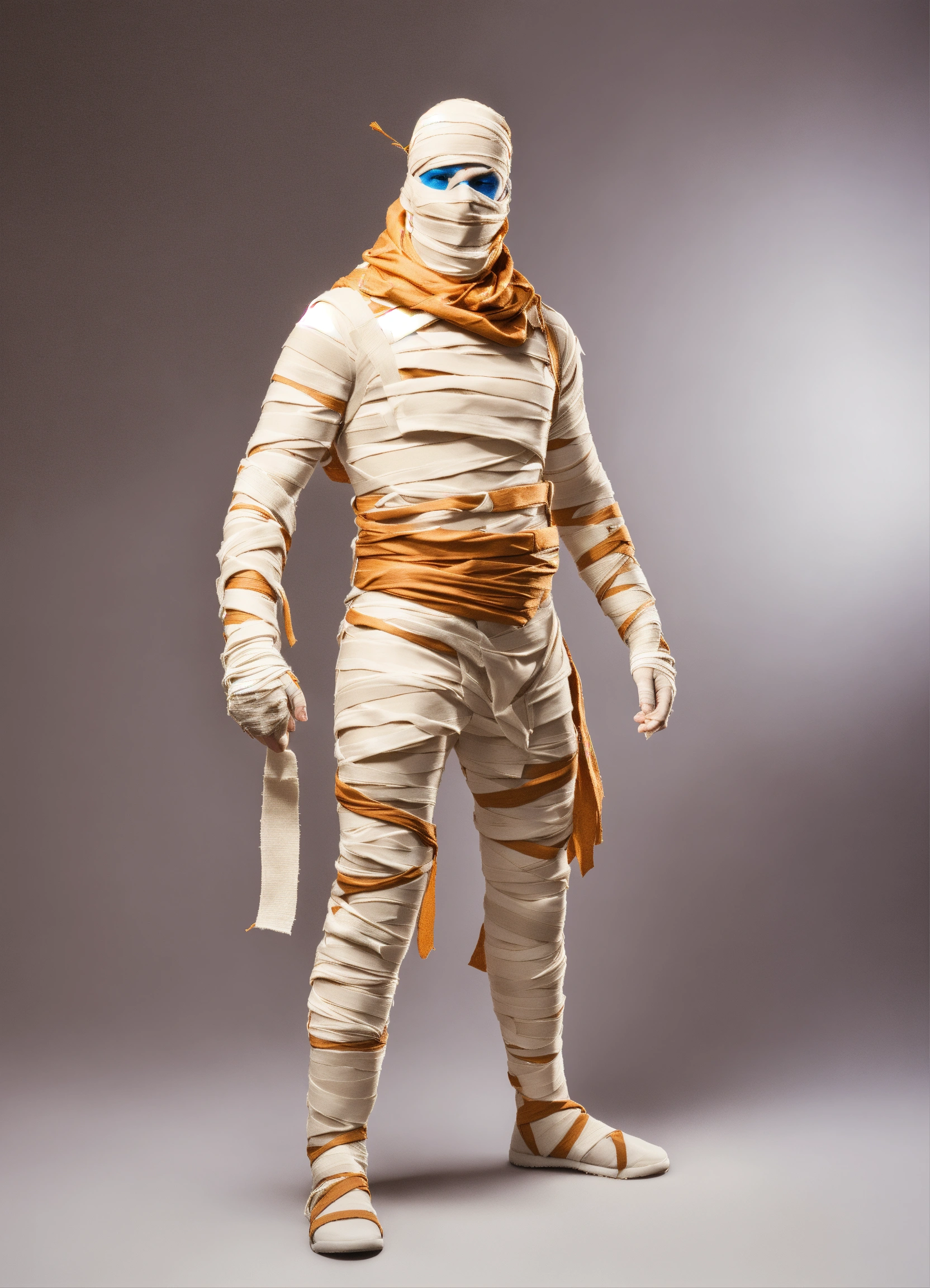 Lexica - A photograph of mummy costume covered in bandages for a male  character with Fortnite style, Halloween costume, white background, full  body