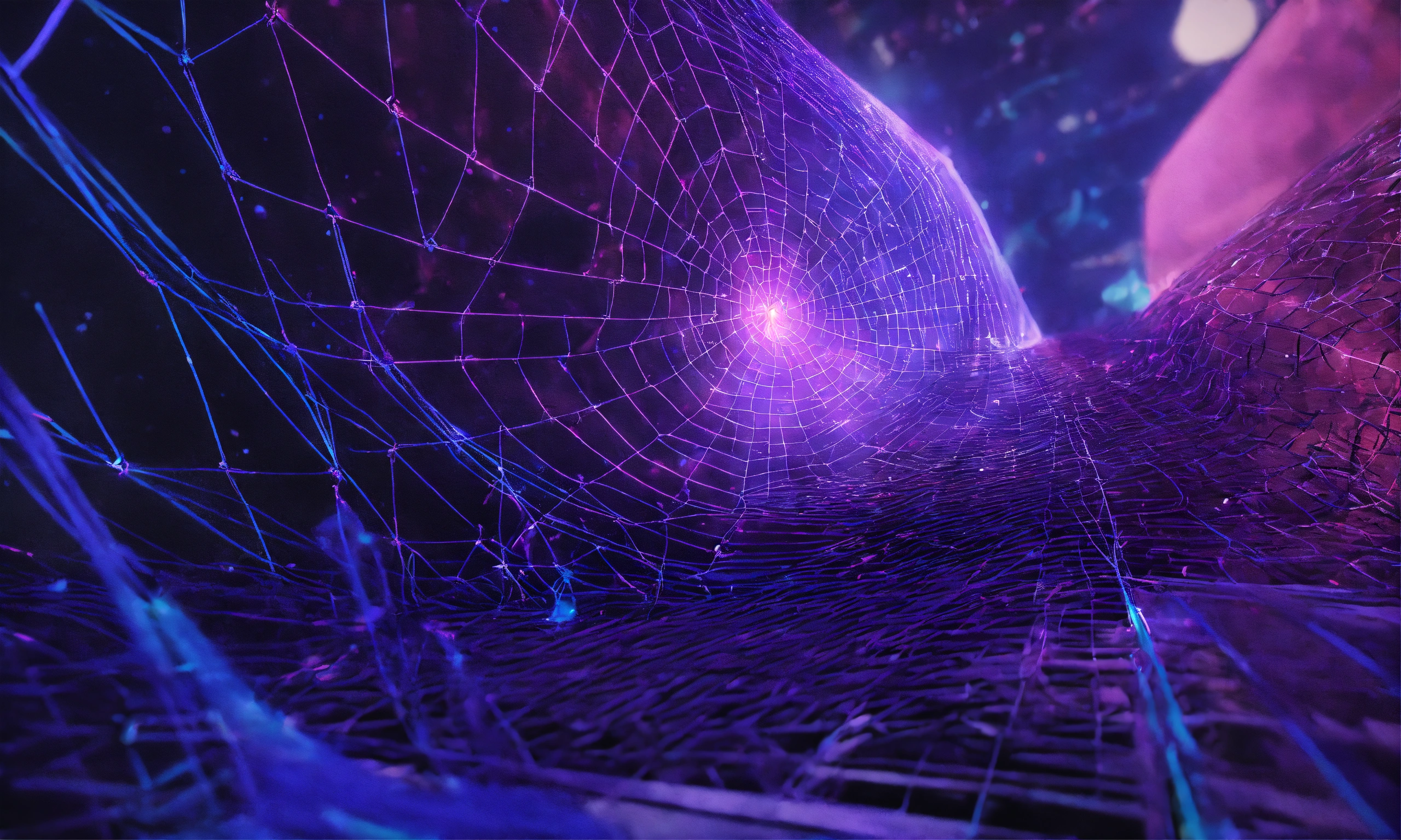 Lexica - Depicting of web3 metaverse. colors are purples, blues, blacks.
