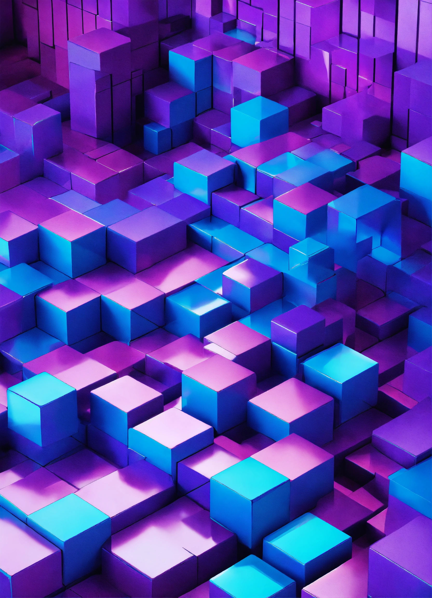 Lexica - Purple and blue 3D ABSTRACT GEOMETRIC PATTERN center figure ...