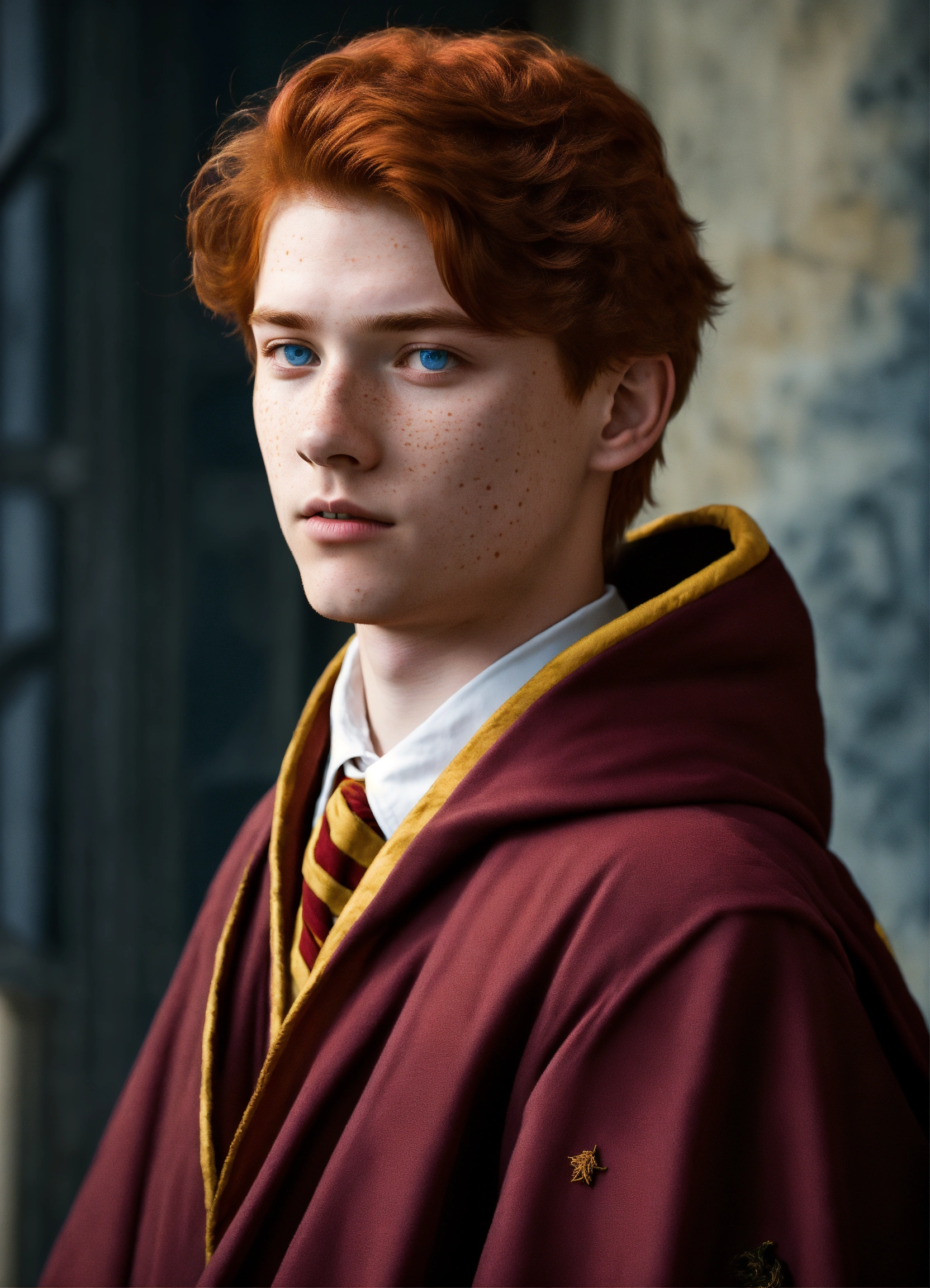 Lexica - 15-year-old male, red hair, blue eyes, tall, thin and gangling ...