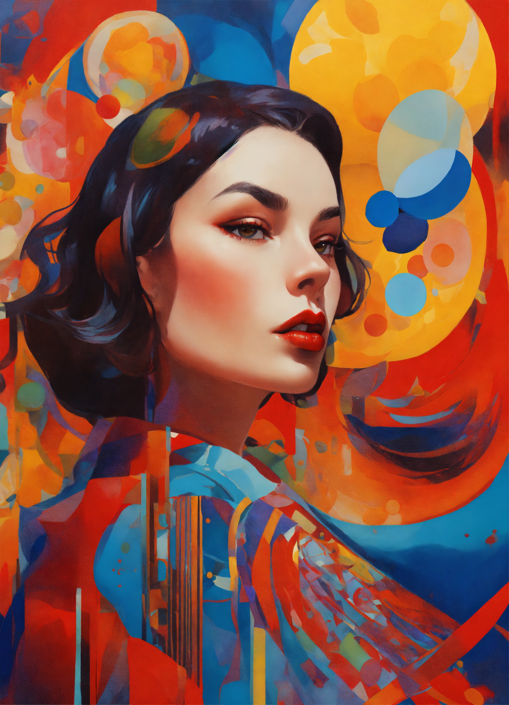 Lexica - A surreal portrait of a woman with sharp features, bobbed dark ...