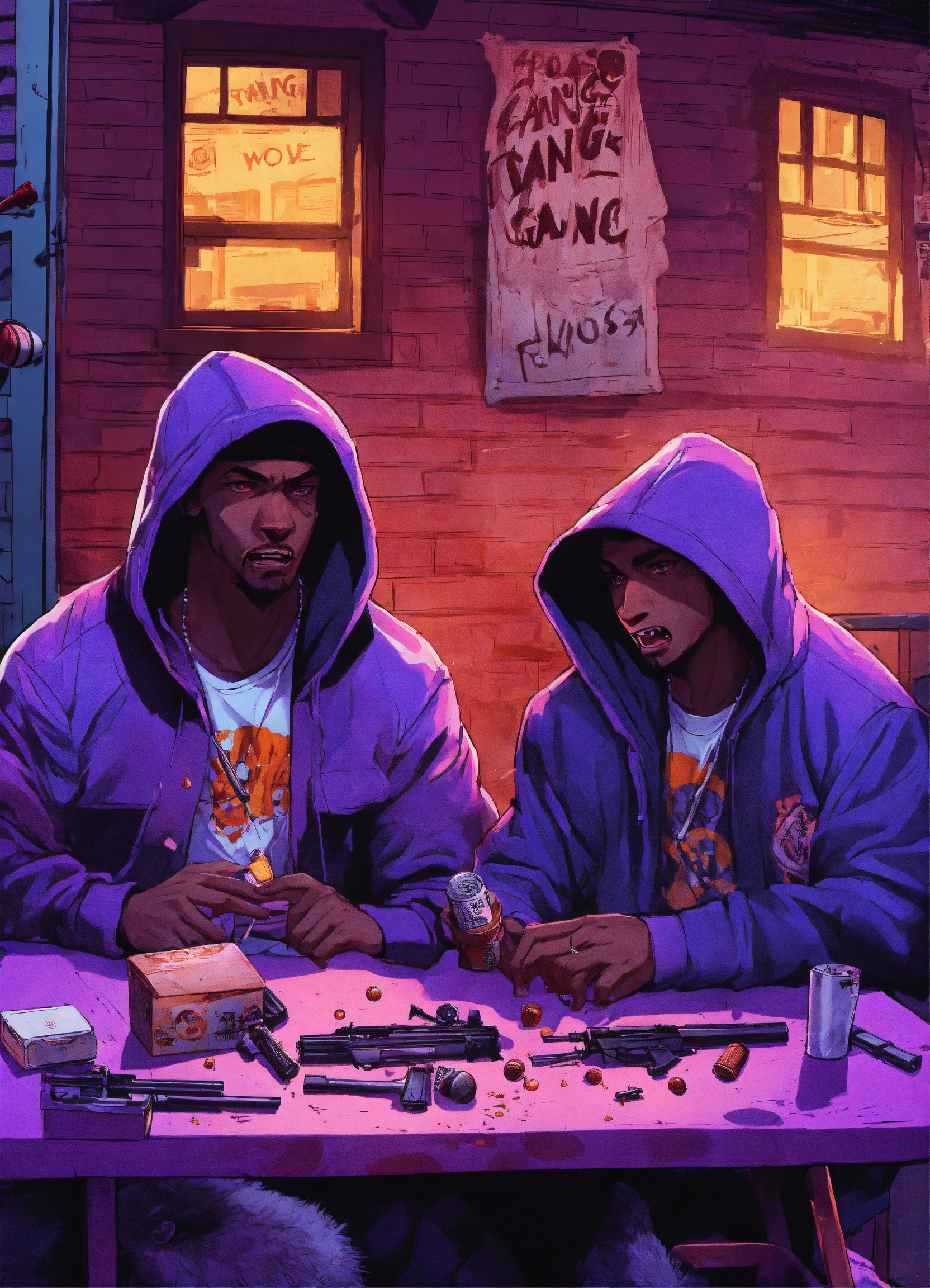Lexica - Werewolves, in hoodies and baseball caps with the words FANG ...