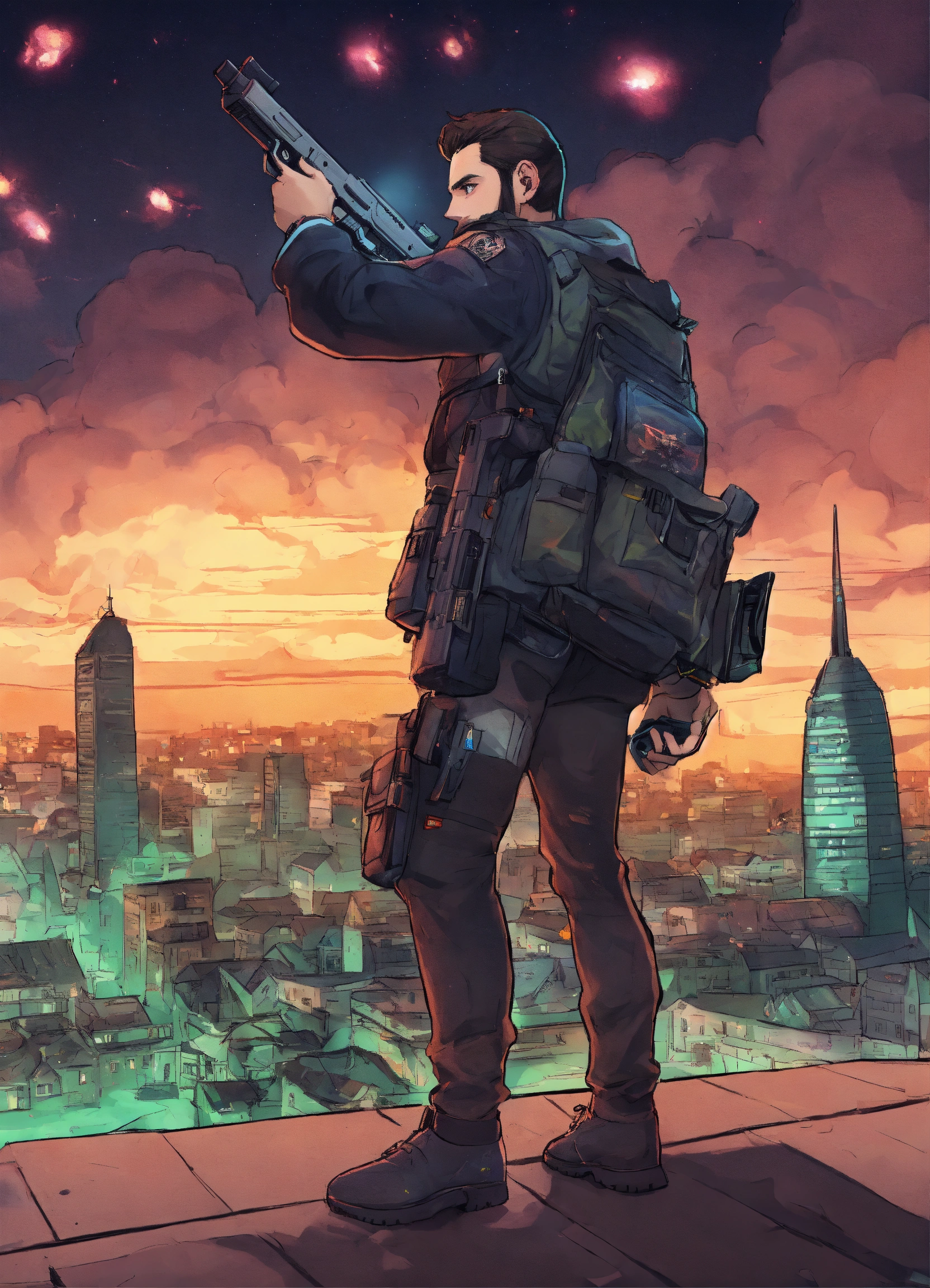 Lexica - Criminal alian, glock 17, drawing, art, 4k, cartoon style ...