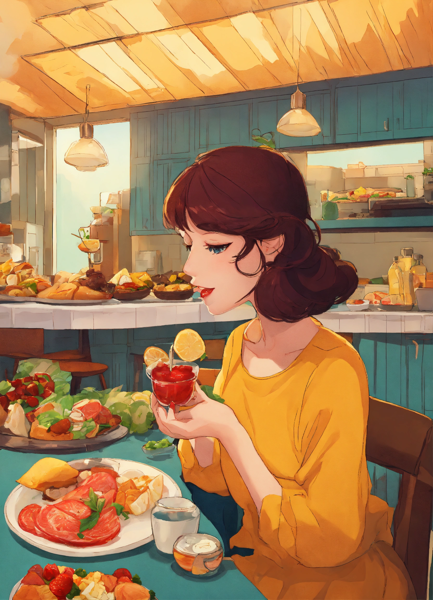 Lexica - A nice eating woman cartoon