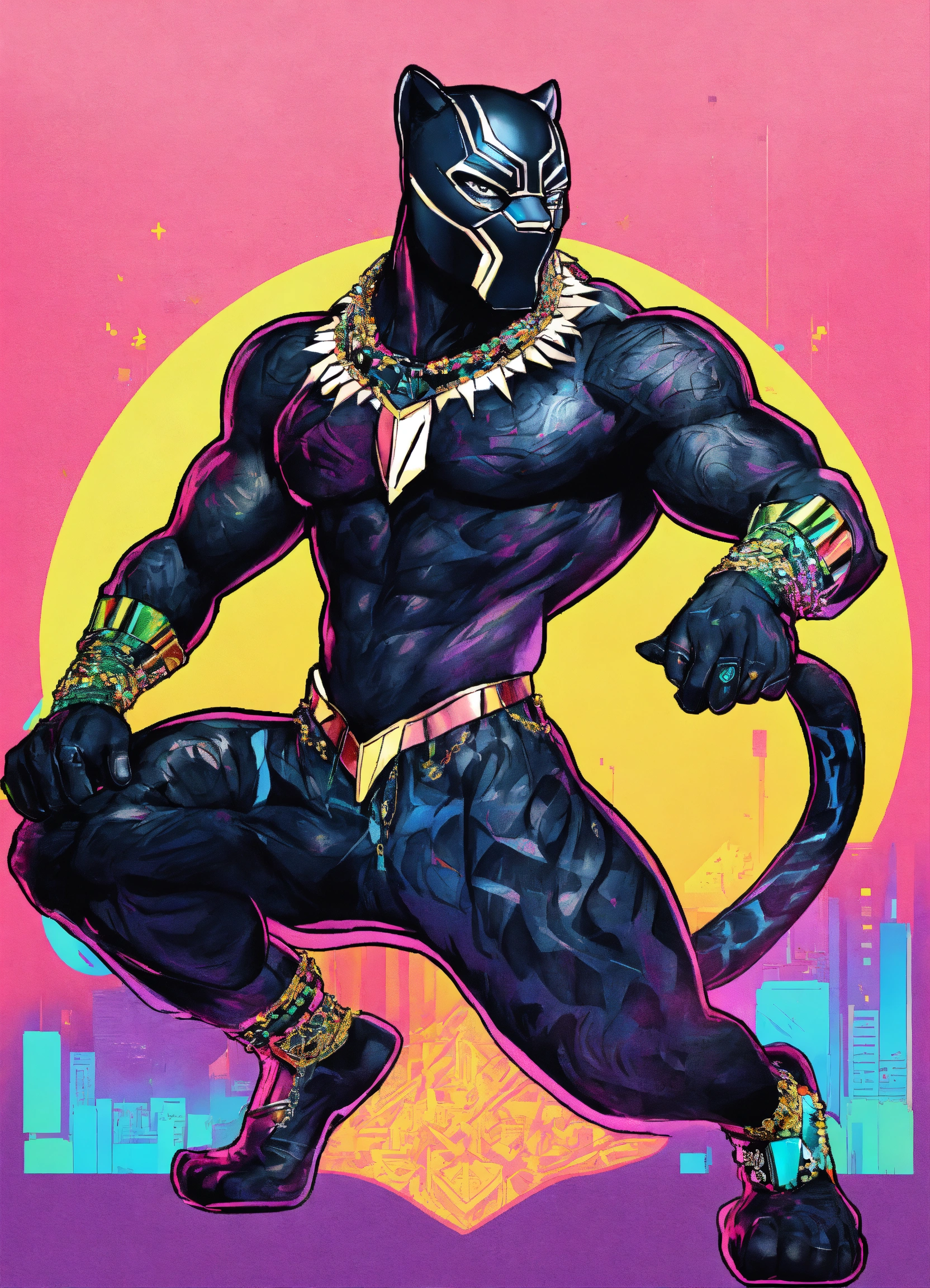 Lexica - Hip hop full body black panther with bling bling and glasses ...